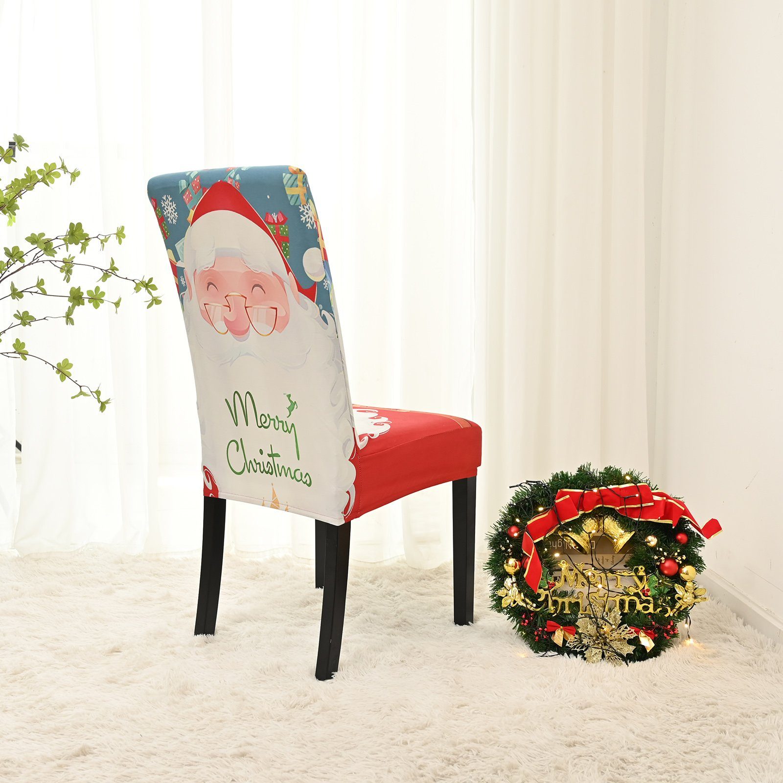 HOMEIDEAS, Stuhlhusse, Universal Stuhlbezug Stretch Weihnachten