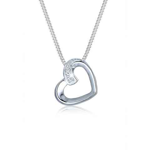 Elli DIAMONDS Collierkettchen Herz Liebe Diamant (0.04 ct) 925 Silber