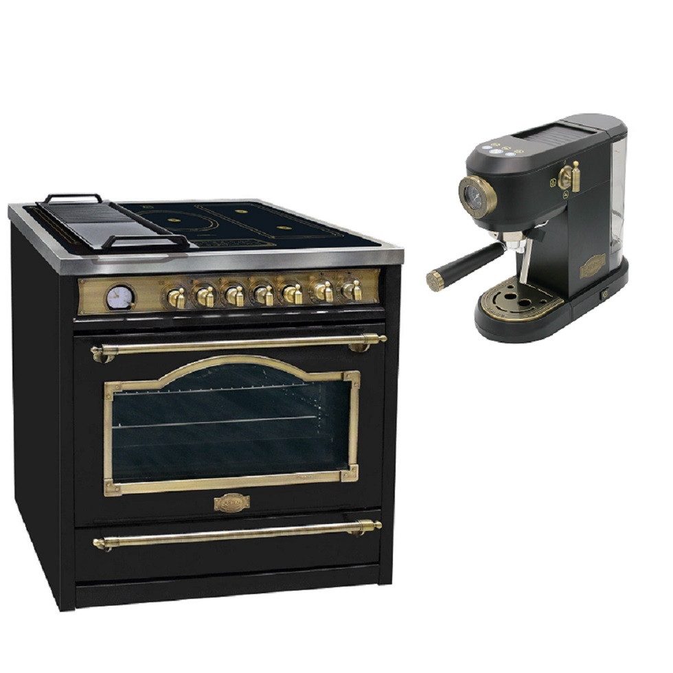 Kaiser Küchengeräte Induktions-Standherd Elektro Standherd 90 cm 5 Kochzonen+Kaffeemaschine, 19 bar HC 93655 IEm+KA 2005 Em, mit 1-fach-Teleskopauszug, Elektro Standherd 90 cm 5 Kochzonen+Kaffeemaschine, 19 bar