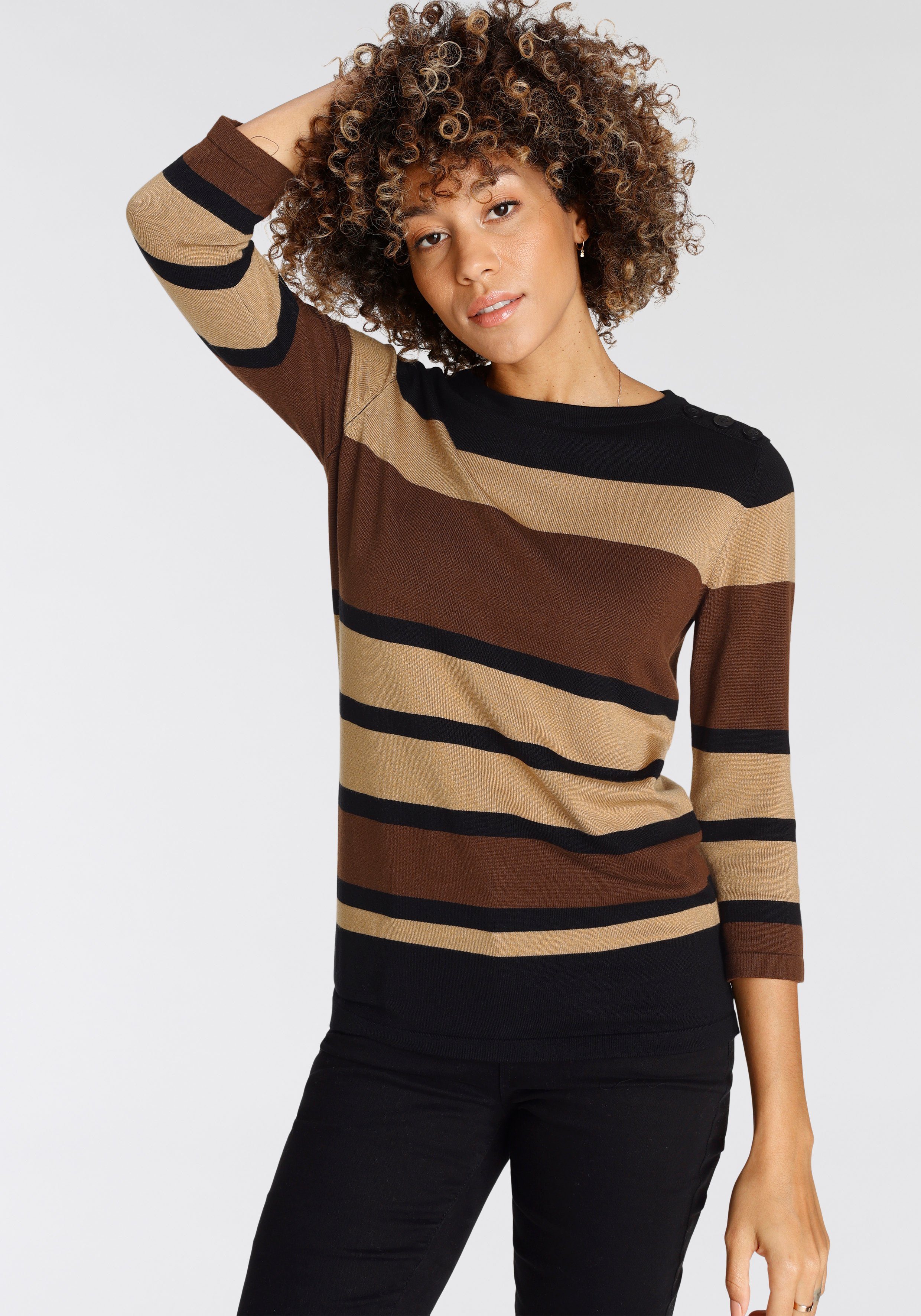 Boysen's 3/4 Arm-Pullover im modischen Streifen-Design günstig online kaufen