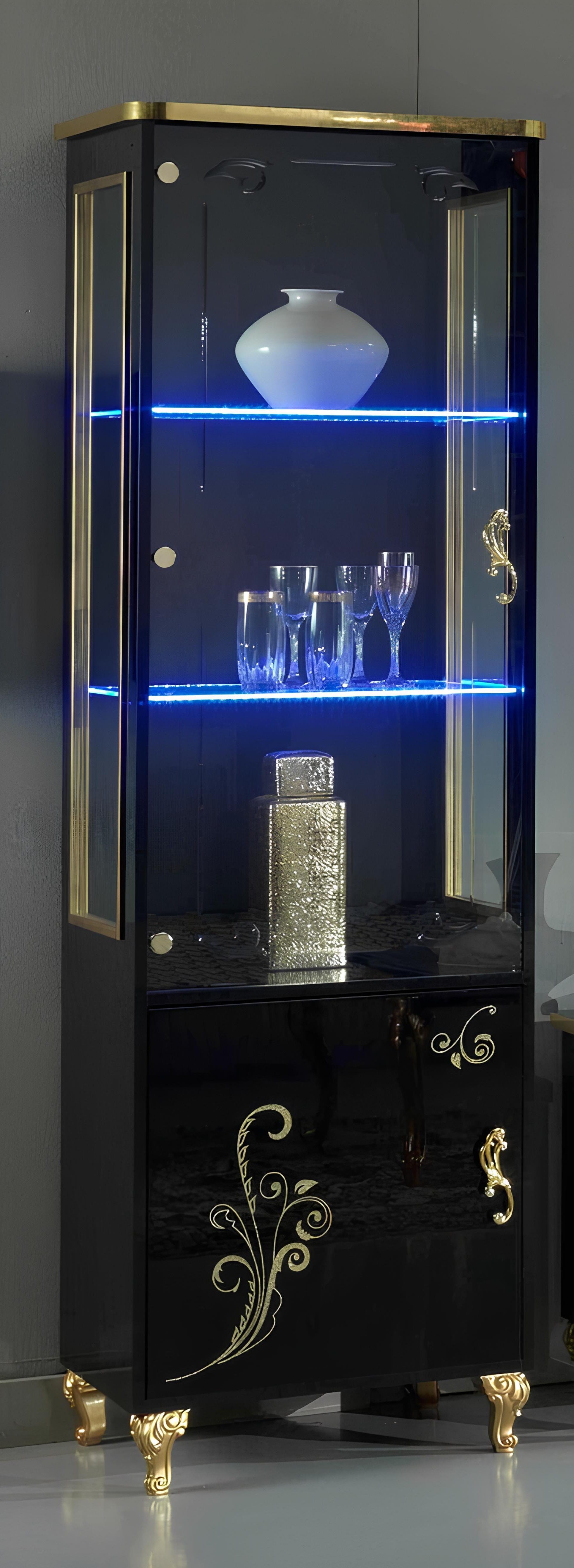 Xlmoebel Vitrine Hochglanz Kommode Kommodenschrank Schwarz Made in Europa