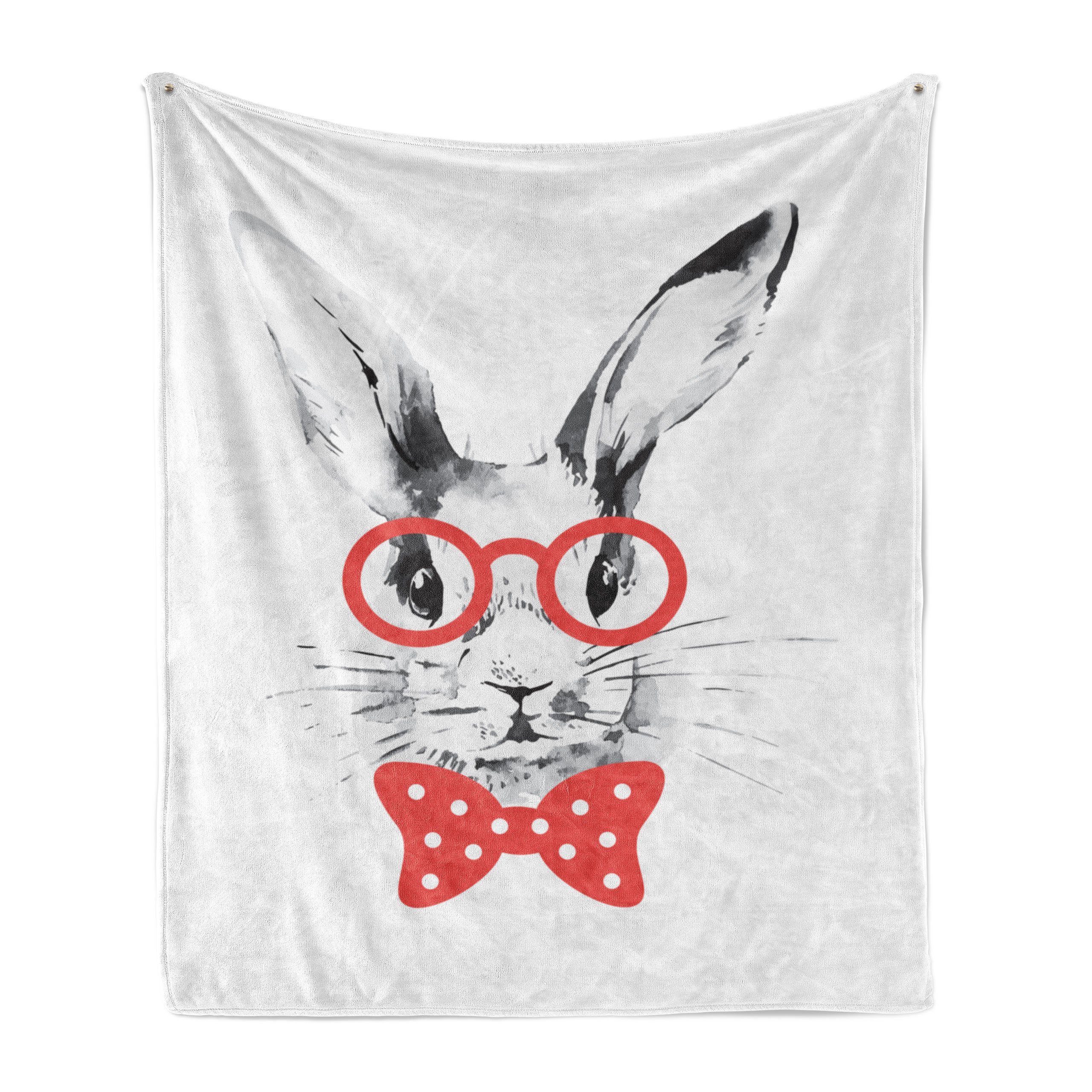 Kaninchen Nerdy Hase Außenbereich, den und für Abakuhaus, Innen- Gemütlicher Brille Plüsch Wohndecke mit