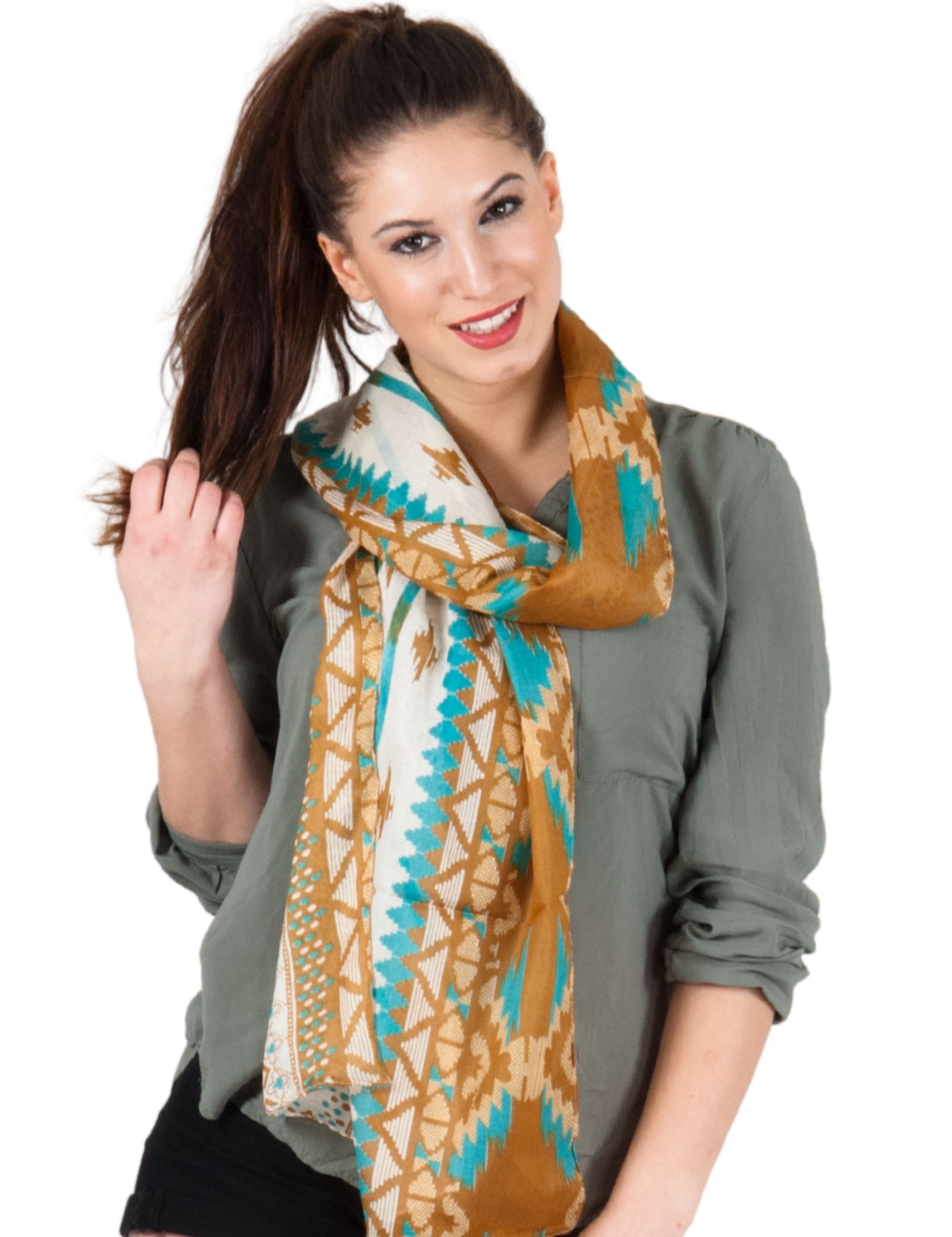 Sunsa Halstuch Damen Schal Tuch Baumwolle Halstuch Sommer Scarf mit Blumen, Abstract Aufdruck