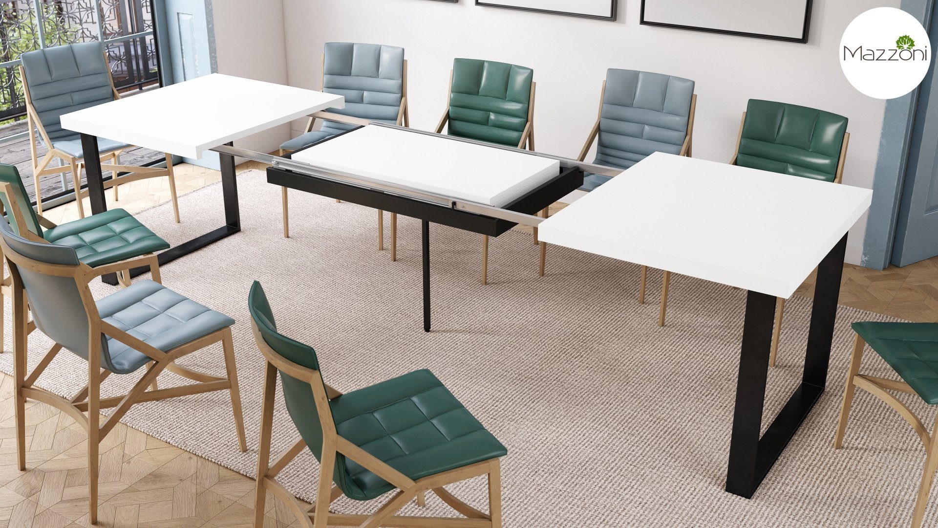 Mazzoni Esstisch Design Esstisch Avella - matt 310 160 Tisch ausziehbar bis matt cm Schwarz Weiß