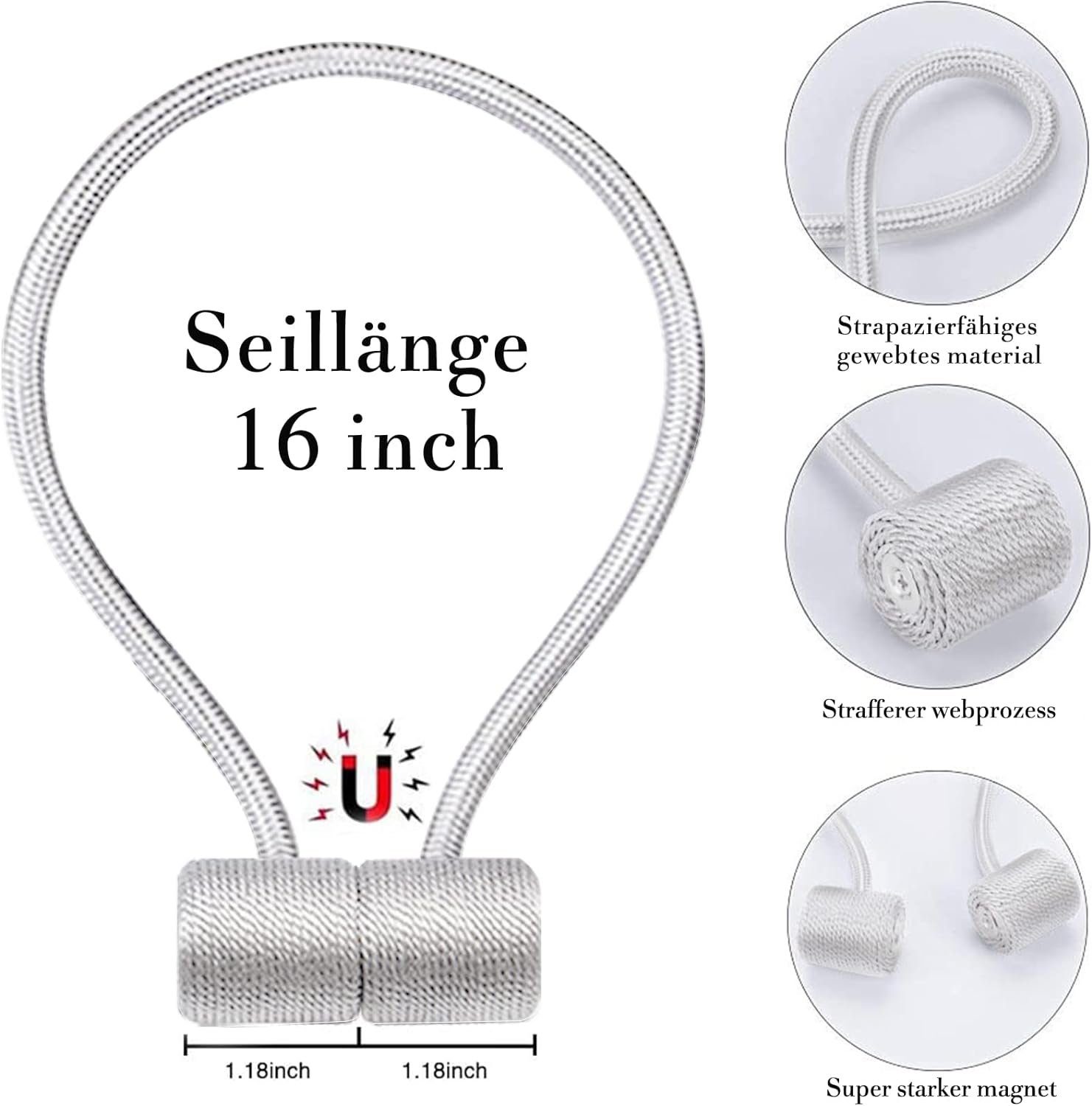 Coonoor Raffhalter Magnetische Vorhangbänder Vorhangclips Seilvorhangclips, günstig online kaufen