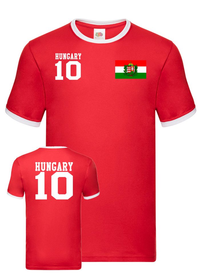 Blondie & Brownie T-Shirt Herren Shirt Ungarn Hungary Sport Trikot Fußball Meister EM Euro Mit Kontrastnaht