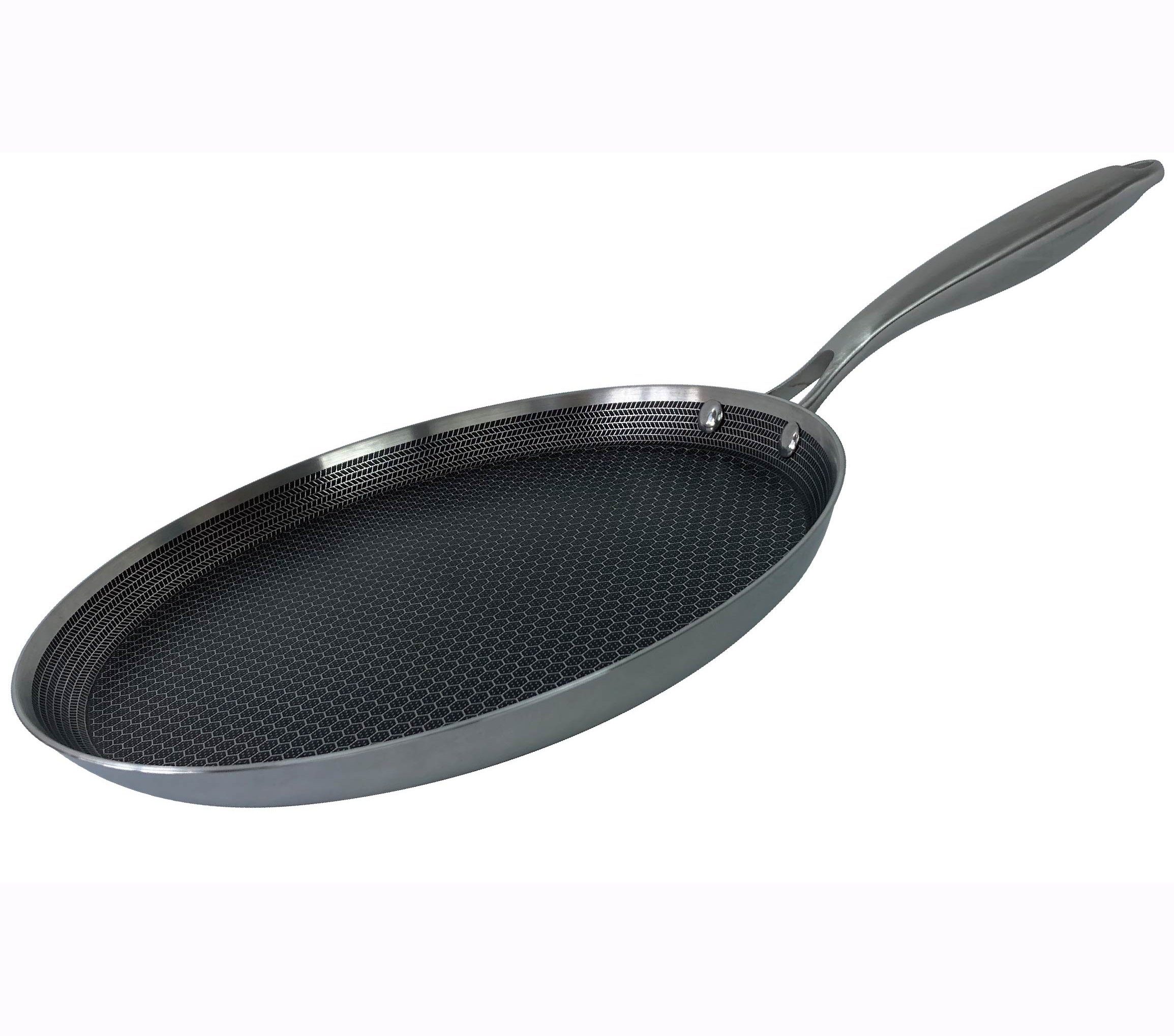 Cheffinger Pfannen-Set Crepespfanne Pfannkuchen Pancake Pfanne Ø28cm Induktion Cheffinger, Material: Edelstahl
