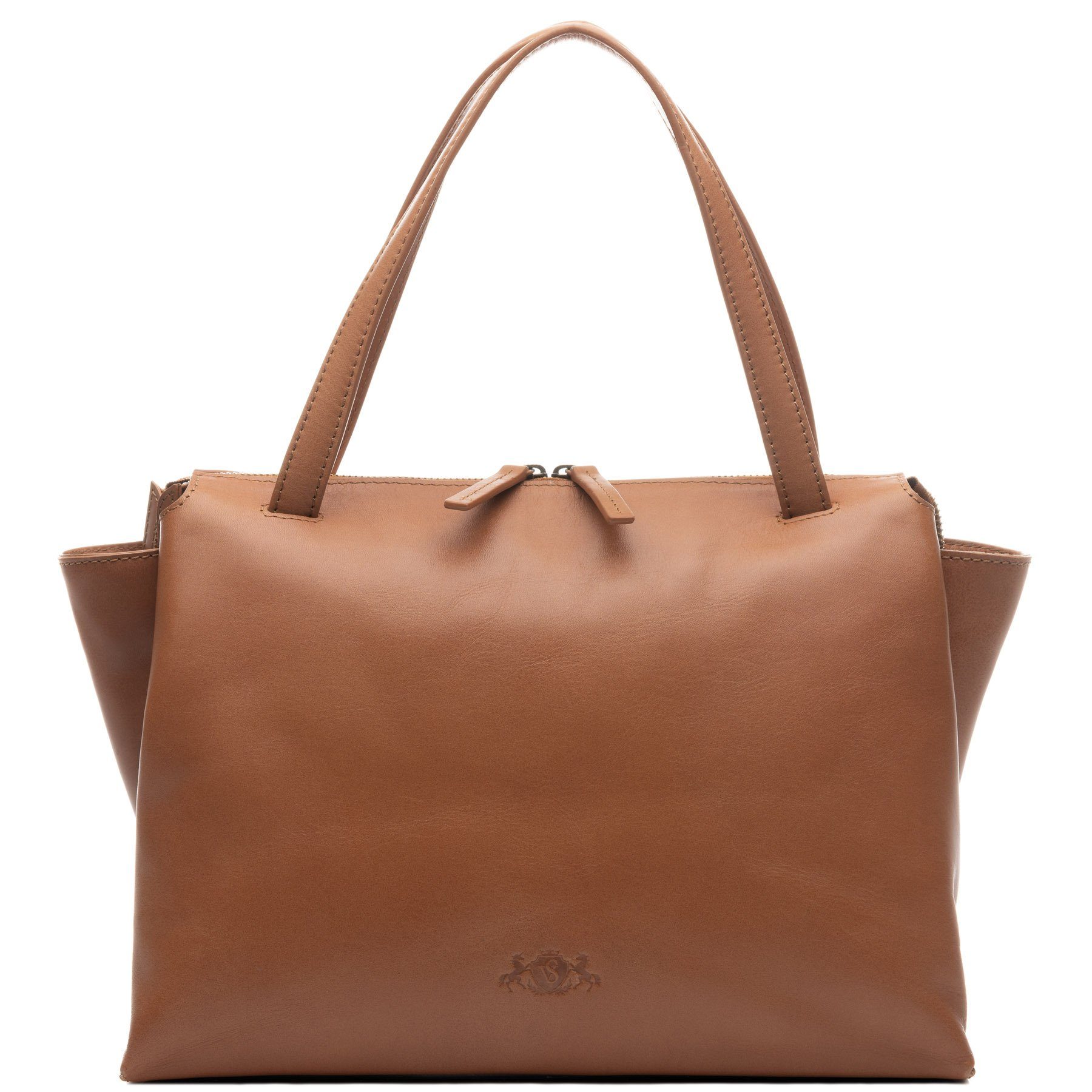 Umhängetasche echt Leder Handtasche Schultertasche hell-tan ATLANTA