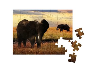 puzzleYOU Puzzle Afrikan. Elefanten im Serengeti-Nationalpark, 48 Puzzleteile, puzzleYOU-Kollektionen Safari