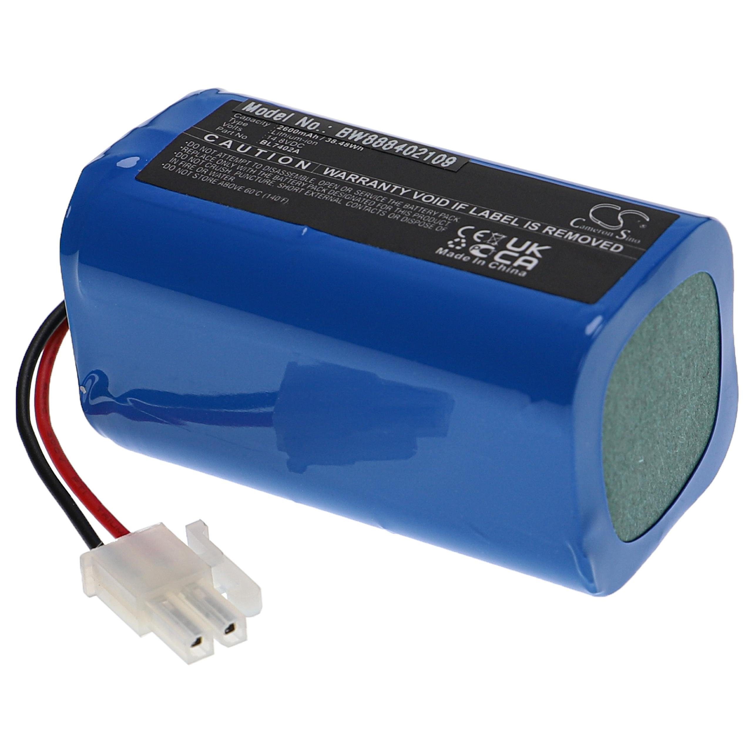 (14,8 V) kompatibel Deebot 2600 mAh Li-Ion Robotics Ecovacs M82 mit vhbw Staubsauger-Akku