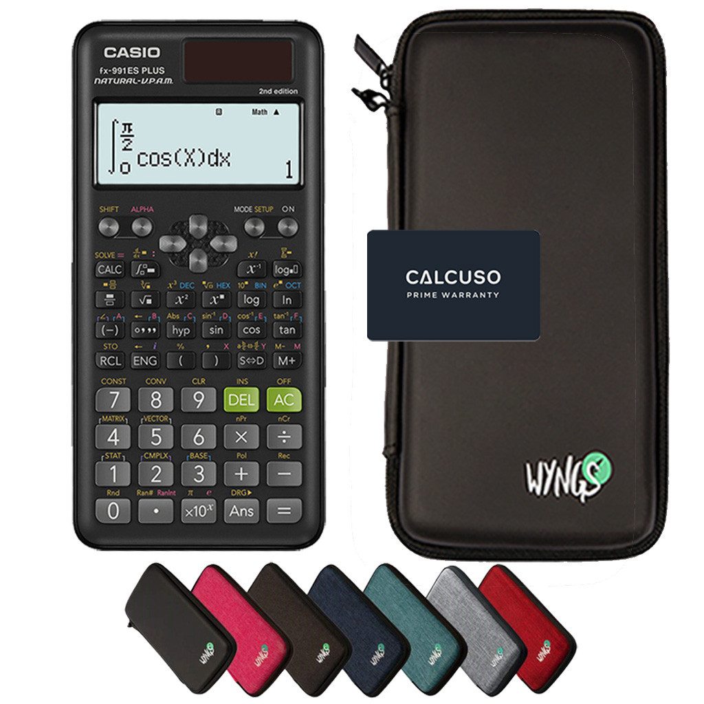 CASIO Taschenrechner fx-991ES Plus 2nd edition inkl. WYNGS Schutztasche Schwarz