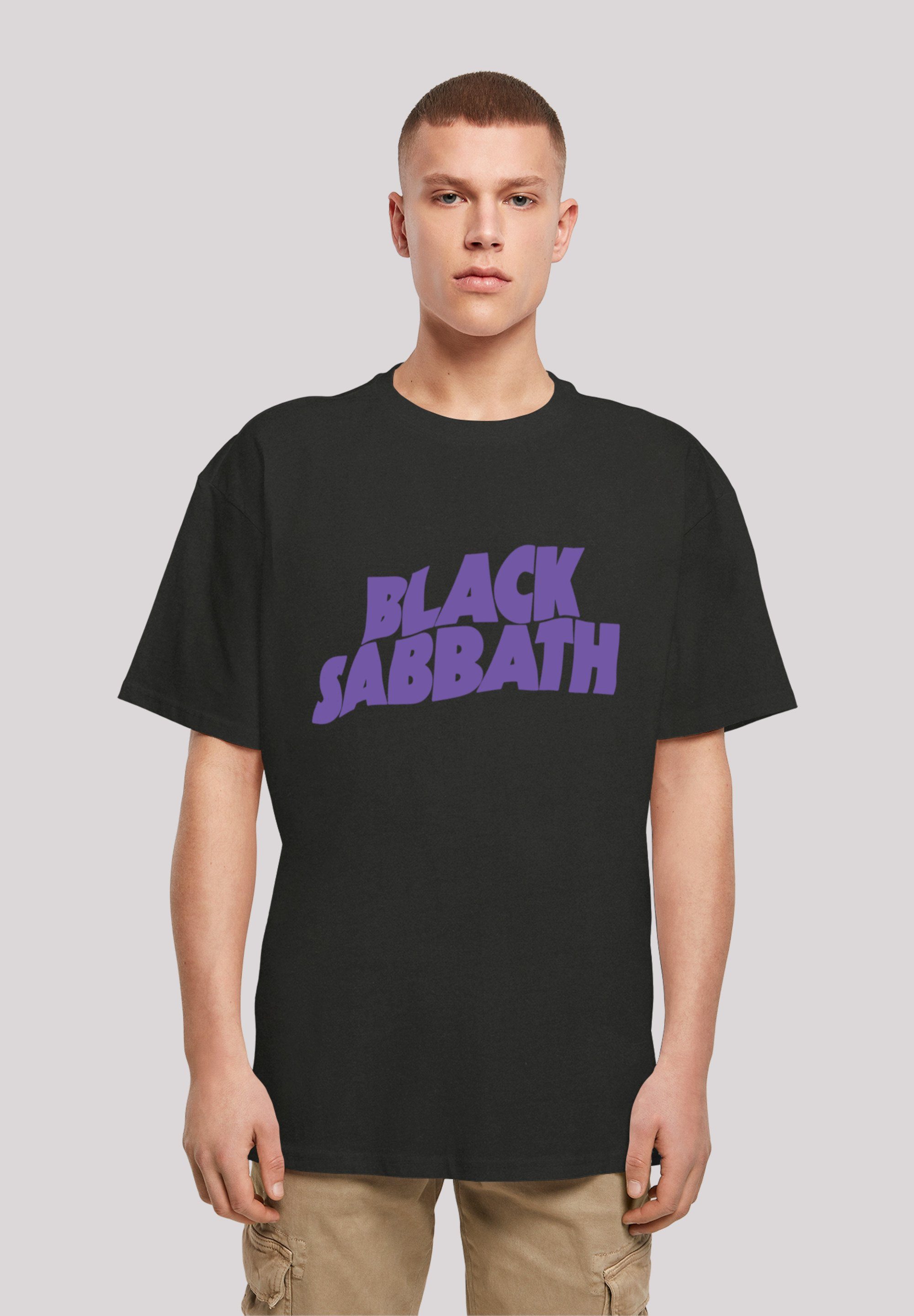 Black F4NT4STIC Logo Heavy schwarz Wavy T-Shirt Band Sabbath Black Print Metal