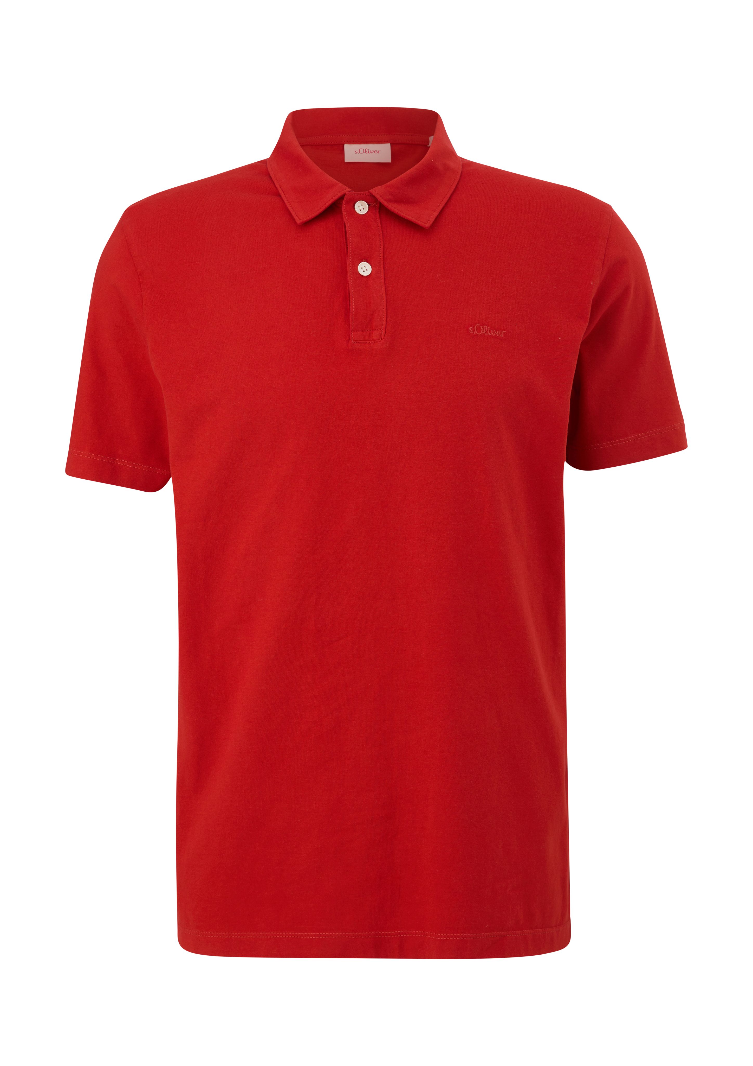 s.Oliver Kurzarmshirt Poloshirt aus Baumwolle Logo preiselbeere