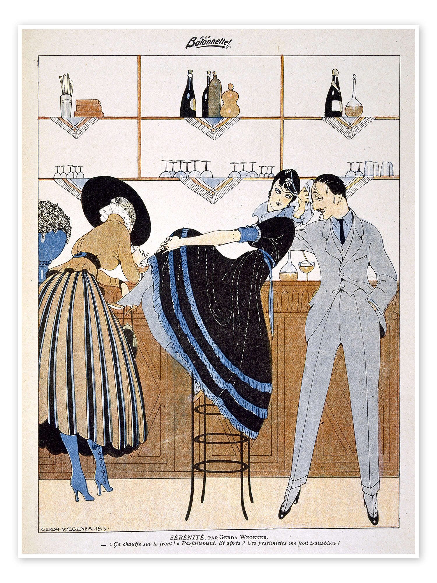 Posterlounge Wandbild Gelassenheit, aus dem Wochenblatt 'La Baionnette', 1915, Gerda Wegener, erhältlich als Poster, Leinwandbild, Wandsticker oder Acrylglasbild