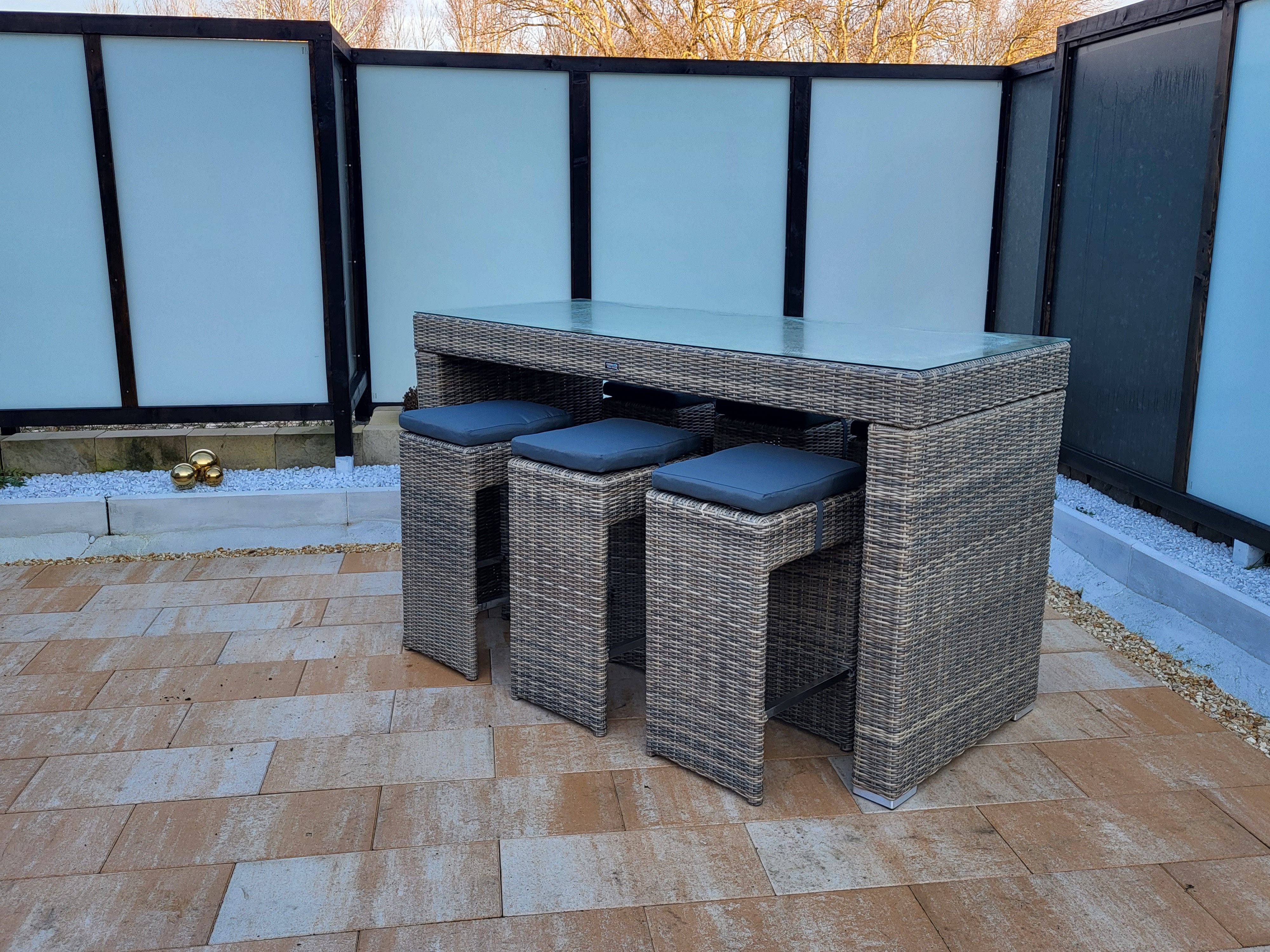 Ragnarök Möbel-Design Bartisch Bar Set Odin (Set, 1 Tisch mit 6 Bar-Hocker), gigantisches Maß, variabel nutzbar (Buffet oder Stehtisch)