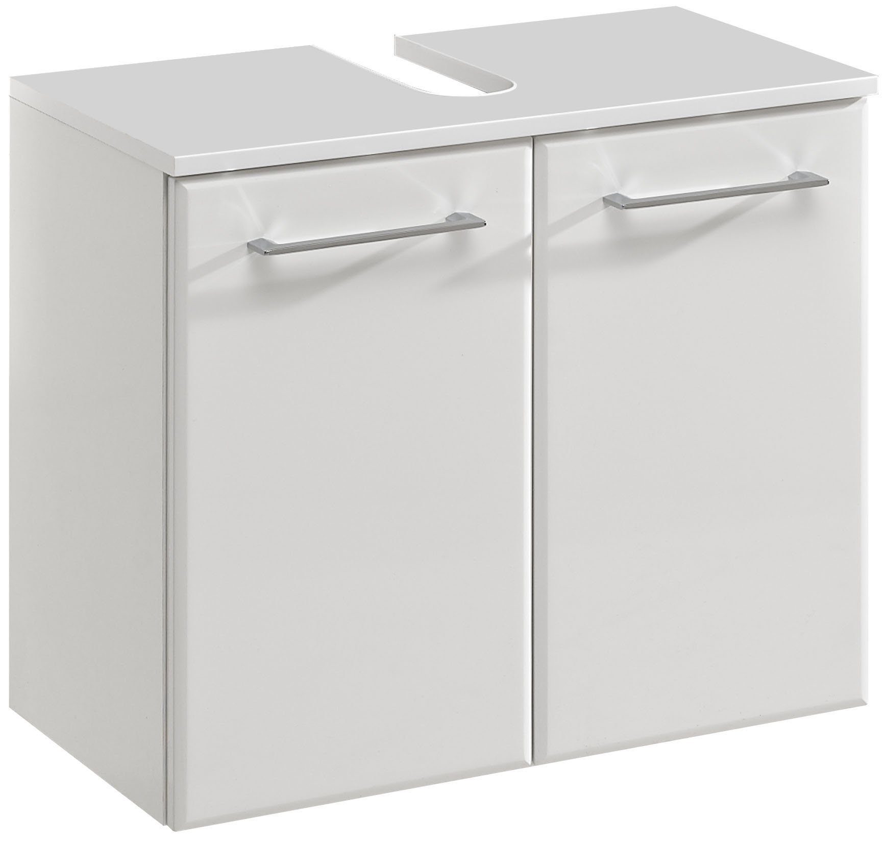 PELIPAL Waschbeckenunterschrank in Weiß Hochglanz mit 2 Türen (BxHxT: 60x53x33 cm)