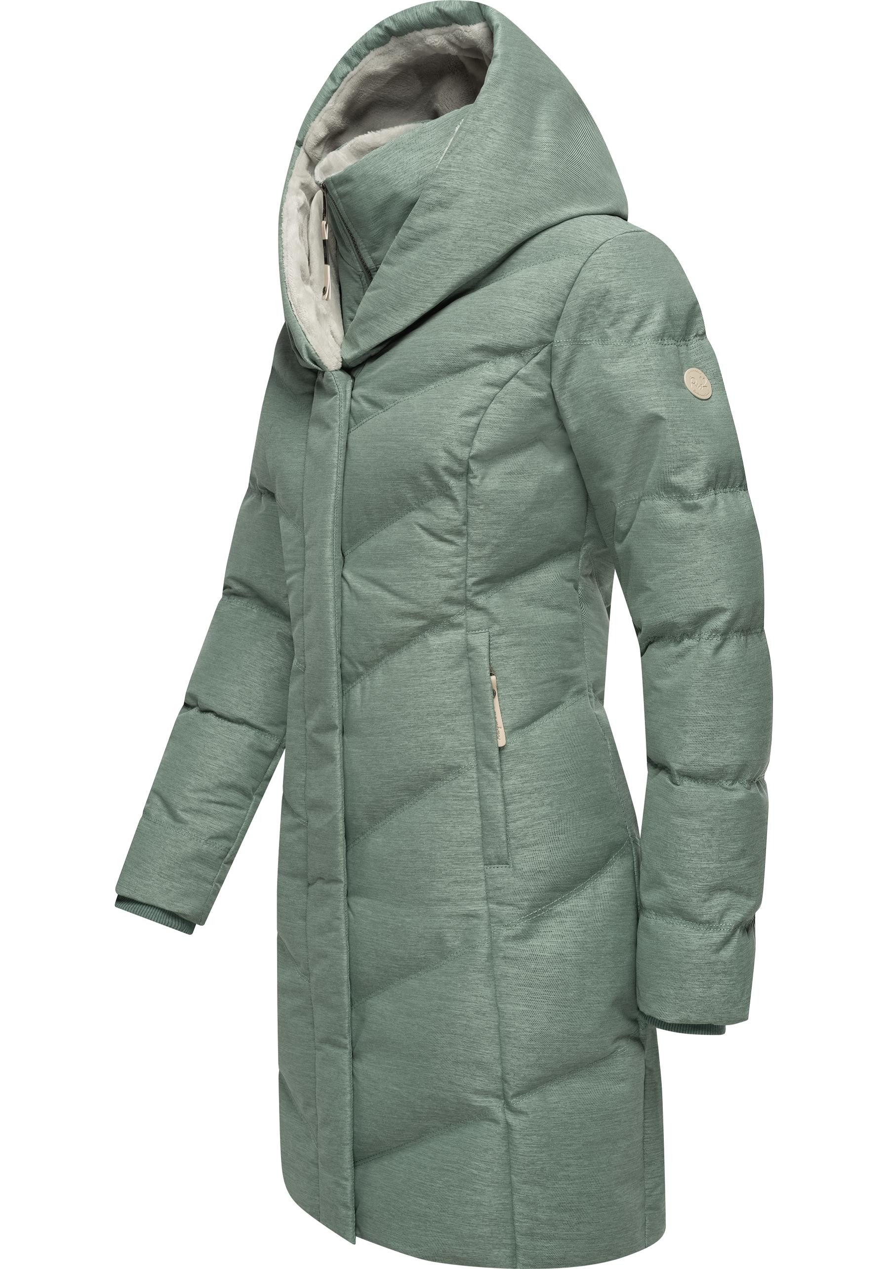 Ragwear Steppmantel Natalka Cosy wasserdichter Mantel mit flauschigem Kunstfell-Kragen