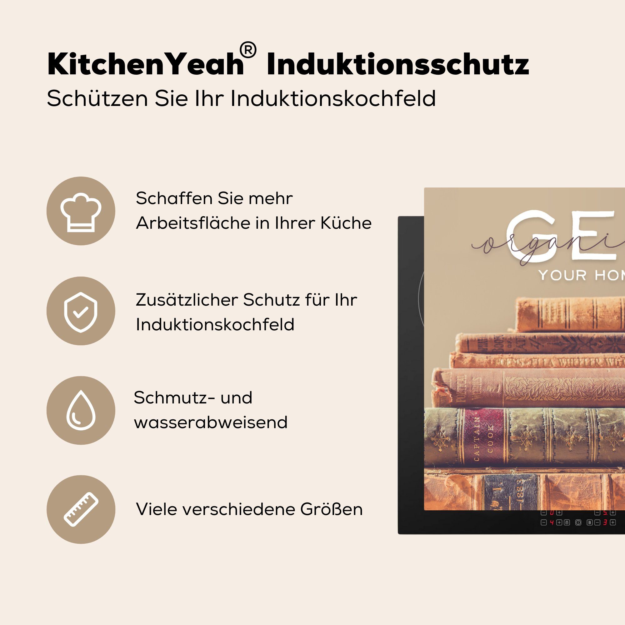 Ordnung Vinyl, für dein - Ceranfeldabdeckung, Bring cm, tlg), in Arbeitsplatte Haus' MuchoWow Zitate, Sprichwörter küche - (1 78x78 Herdblende-/Abdeckplatte