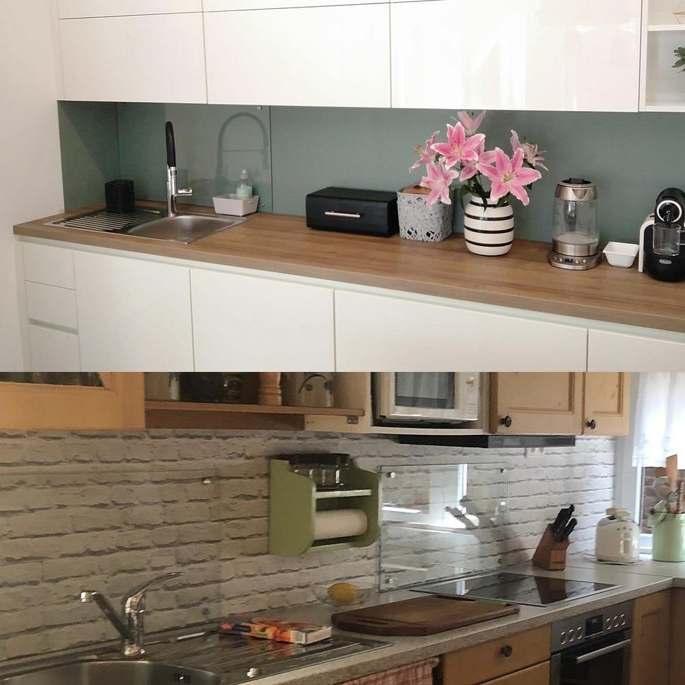 Melko Küchenrückwand Herdspritzschutz Glasrückwand Milchglas Fliesenspiegel günstig online kaufen