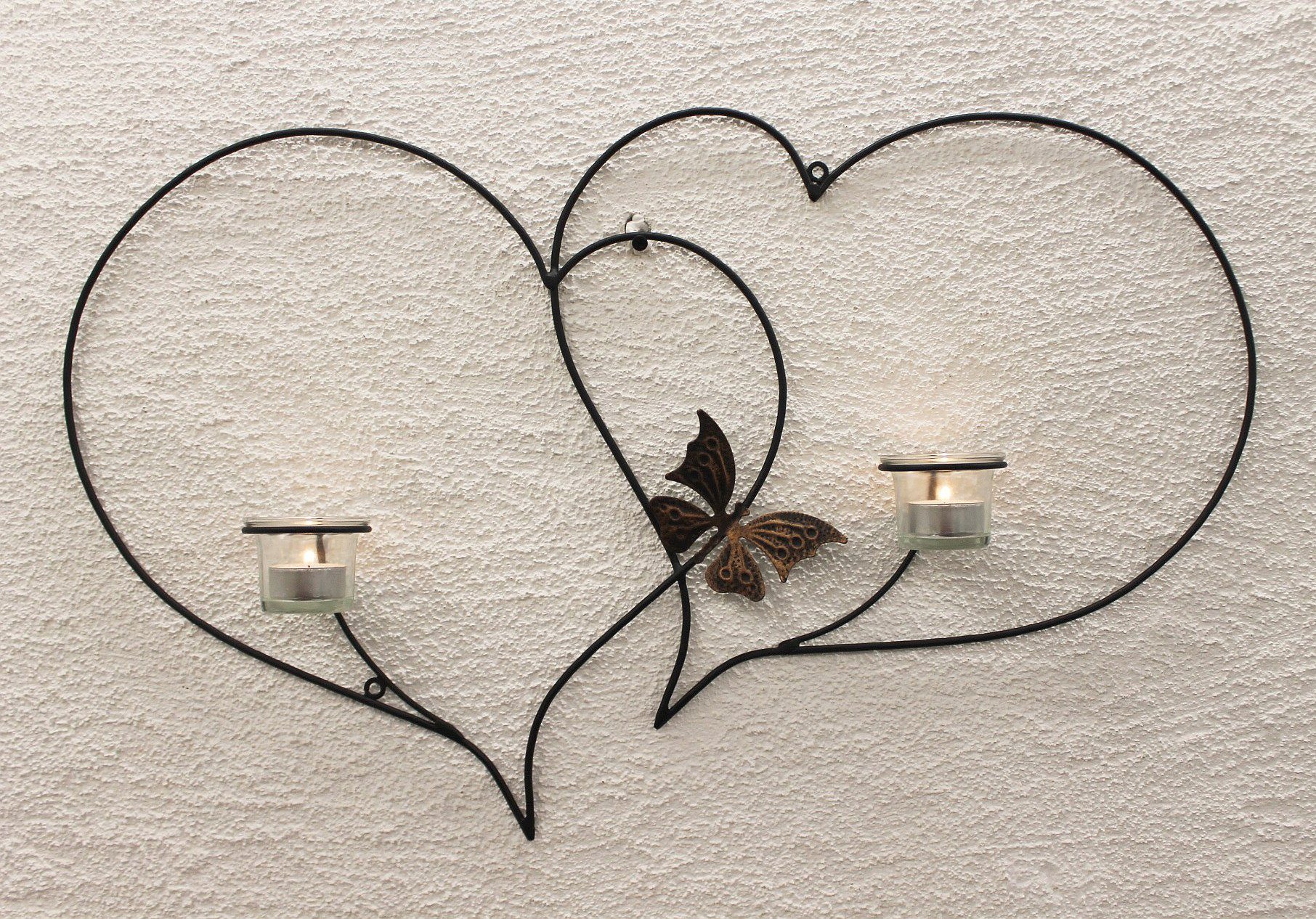 DanDiBo cm Teelichthalter 65 aus Teelichthalter Metall Herz Doppelherz Wandteelichthalter Wandleuchter