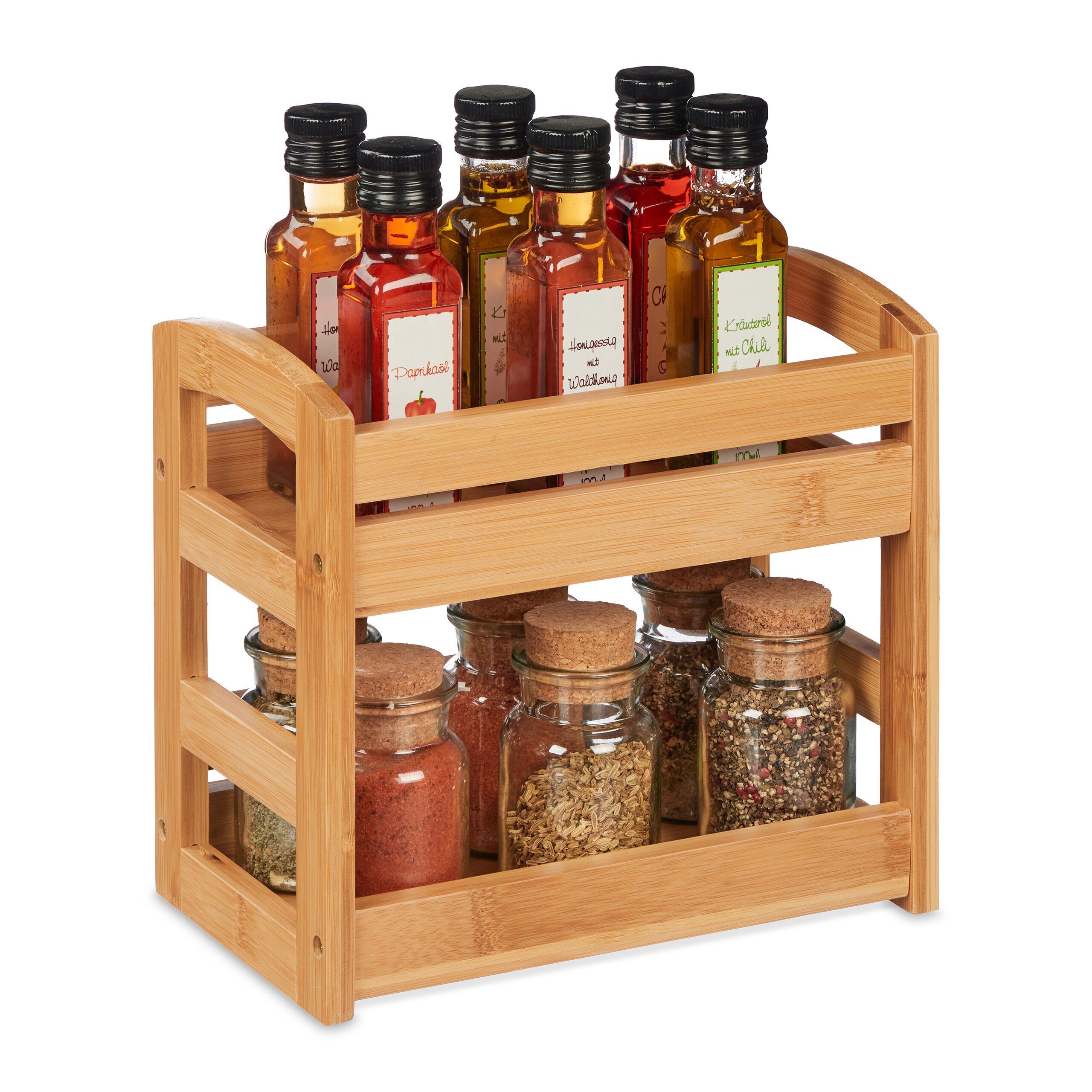 relaxdays Gewürzregal Bambus Gewürzregal mit 2 Etagen günstig online kaufen