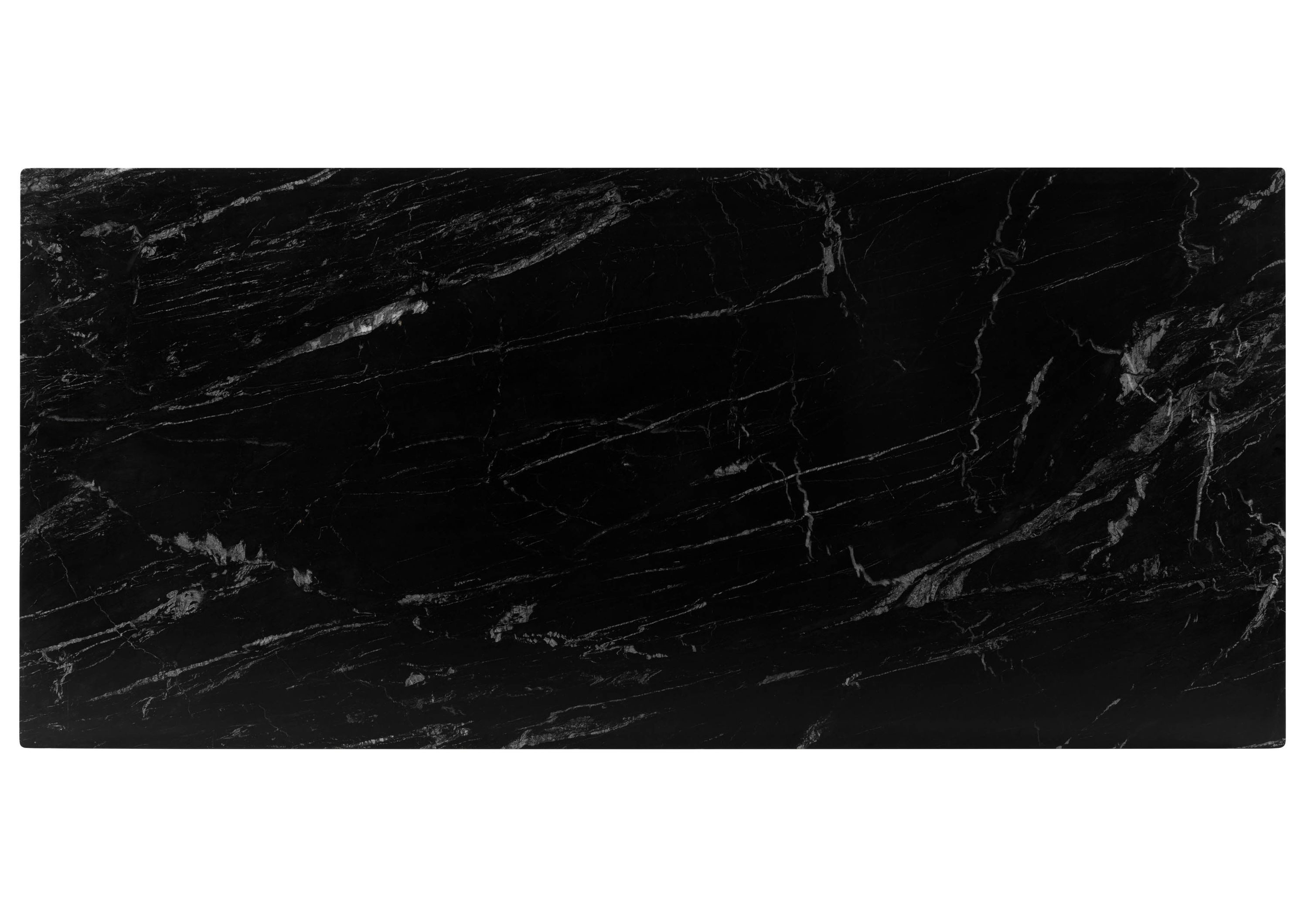 Massivmoebel24 Esstisch BARCELONA (Massivholz, Massivholztisch), 180x100x76 Marmor schwarz / Kreuzgestell Eisen schwarz BARCELONA #411