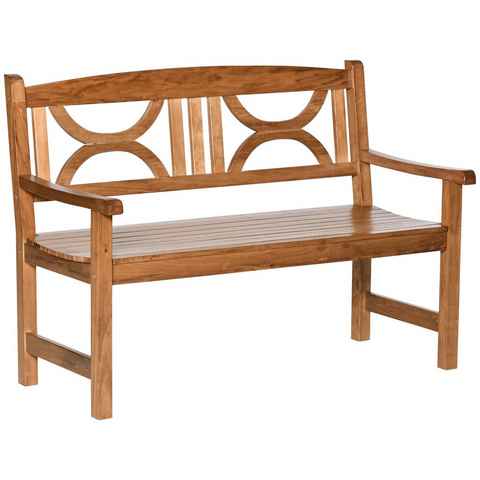 Outsunny Bank Sitzbank aus Holz bis 250 kg mit Rückenlehnen Gartenmöbel (Parkbank, 1-St., Gartenbank), Pappelholz Natur 123 x 61 x 89,5 cm