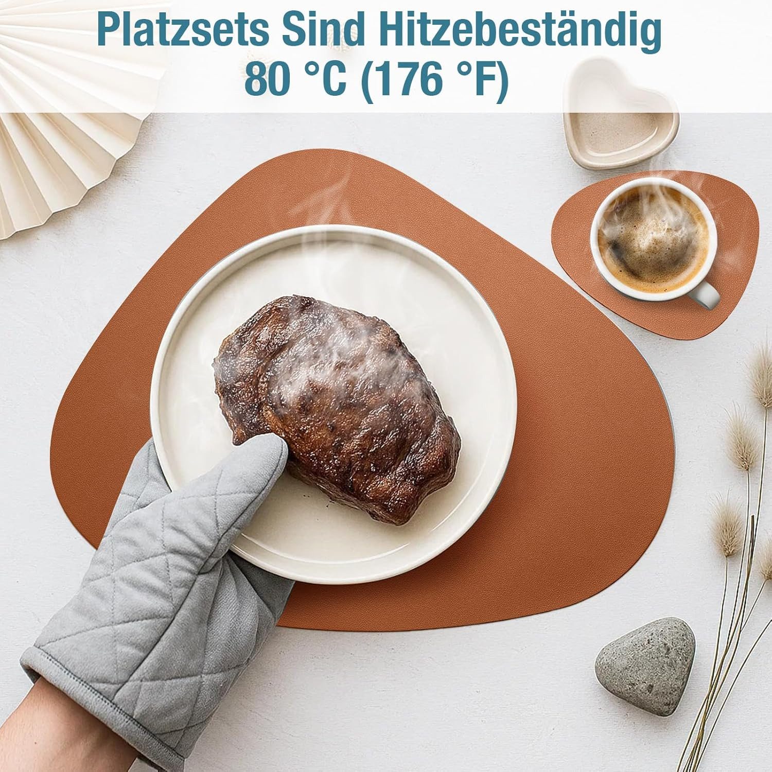 Youyijia Platzset 6er Set Tischset aus Leder-Imitat, Starke rutschfeste – Bild 2 von 5
