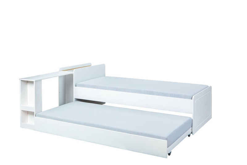 Inter Link Funktionsbett, mit Schreibtisch, inkl. ausziehbarer Liegefläche, aus Kiefer Massivholz, weiß