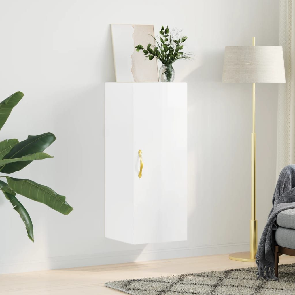 vidaXL Hängeschrank Wandschrank Hochglanz-Weiß 34,5x34x90 cm günstig online kaufen
