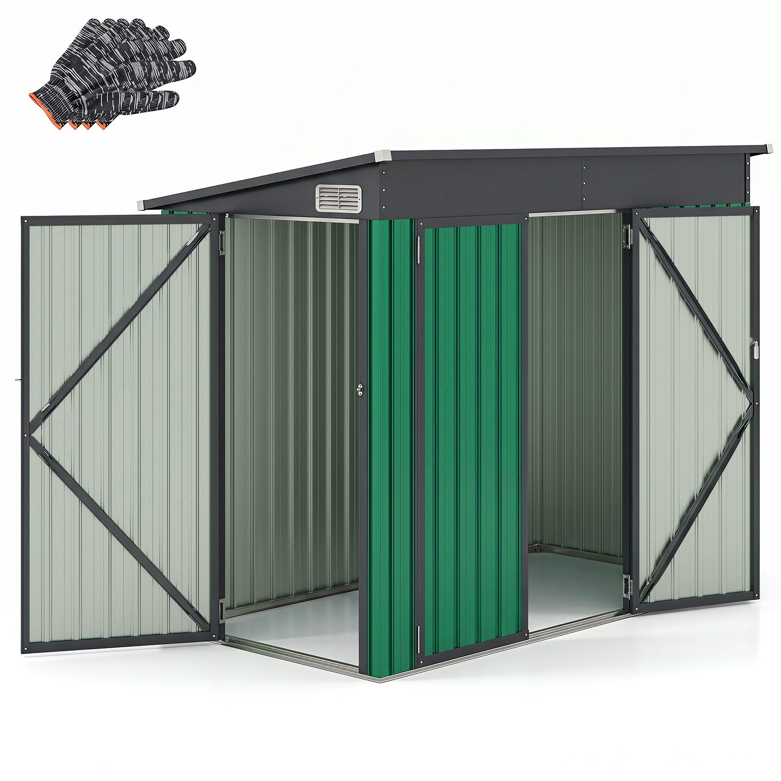 COSTWAY Gerätehaus Metall Geräteschuppen Gartenhütte Kunststoff 235 x 117 x 185 cm
