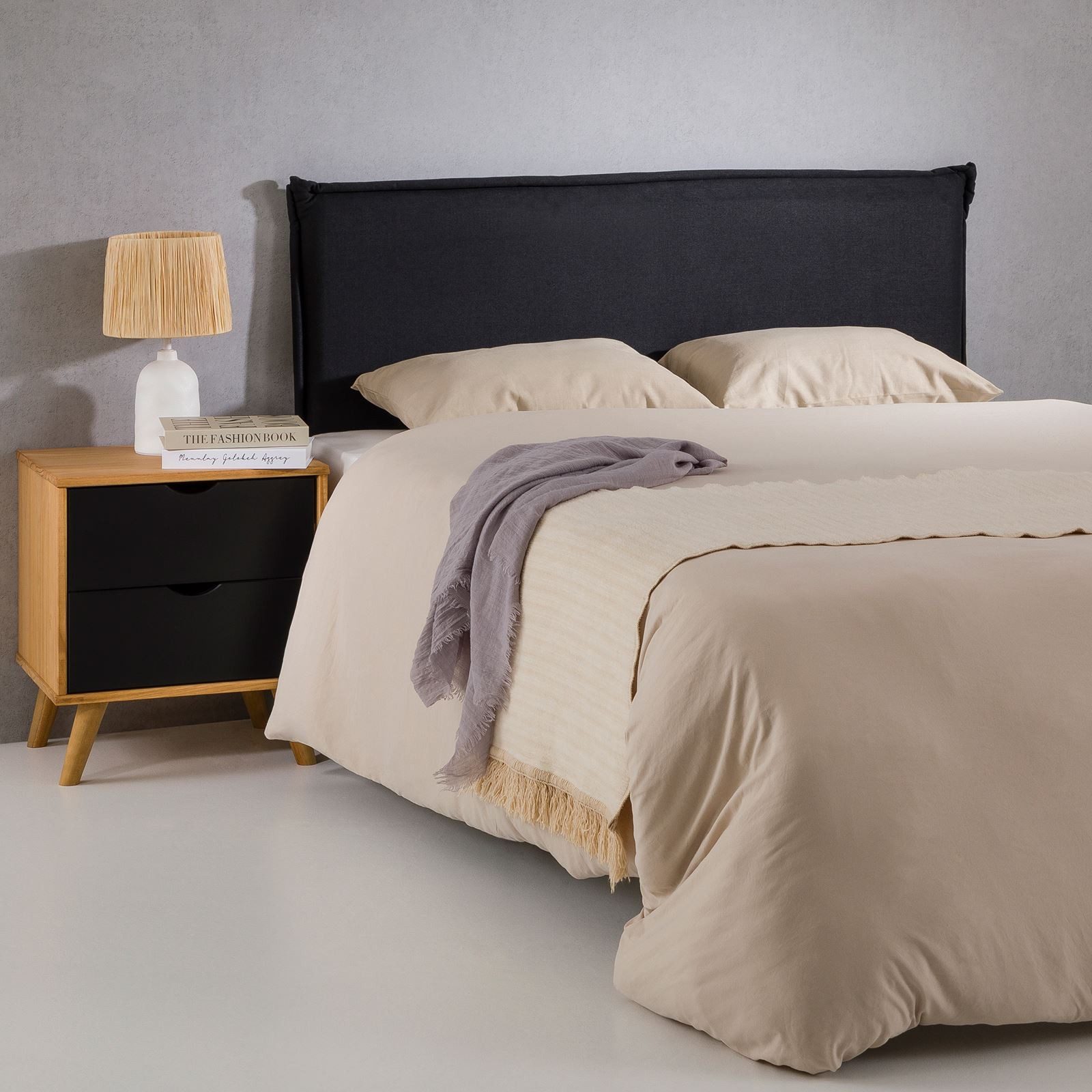IDIMEX Kopfteil VINCEL, Bettkopfteil 160cm, Headboard, Kopfteil gepolstert Stoffbezug schwarz