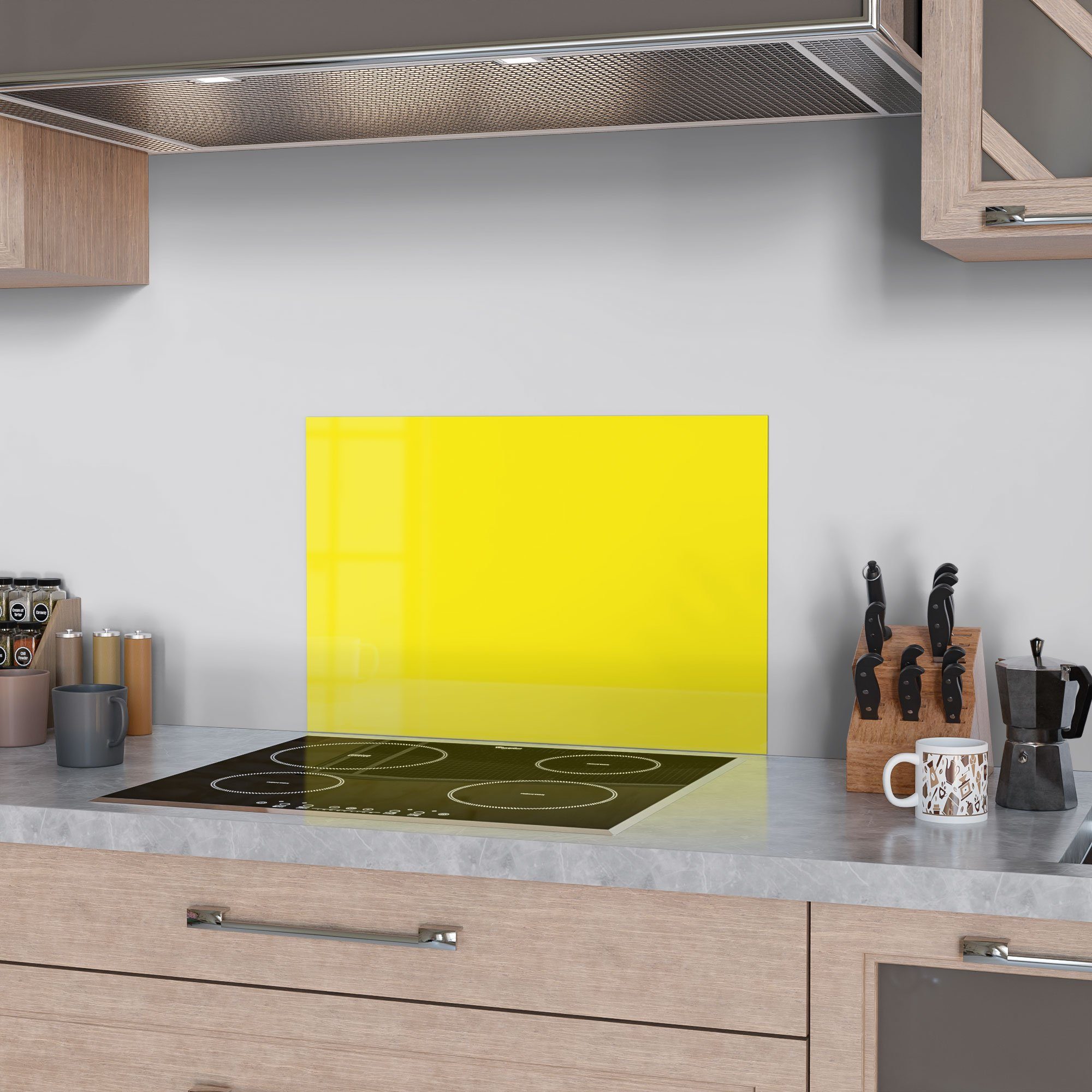 'Unifarben Glas Herdblende Badrückwand Gelb', Spritzschutz Küchenrückwand - DEQORI