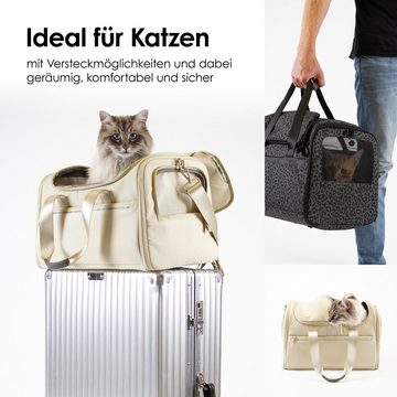 LucyBalu Tiertransporttasche Designer Katzentransporttasche, Tragetasche für Katzen mit Fenster bis 10,00 kg