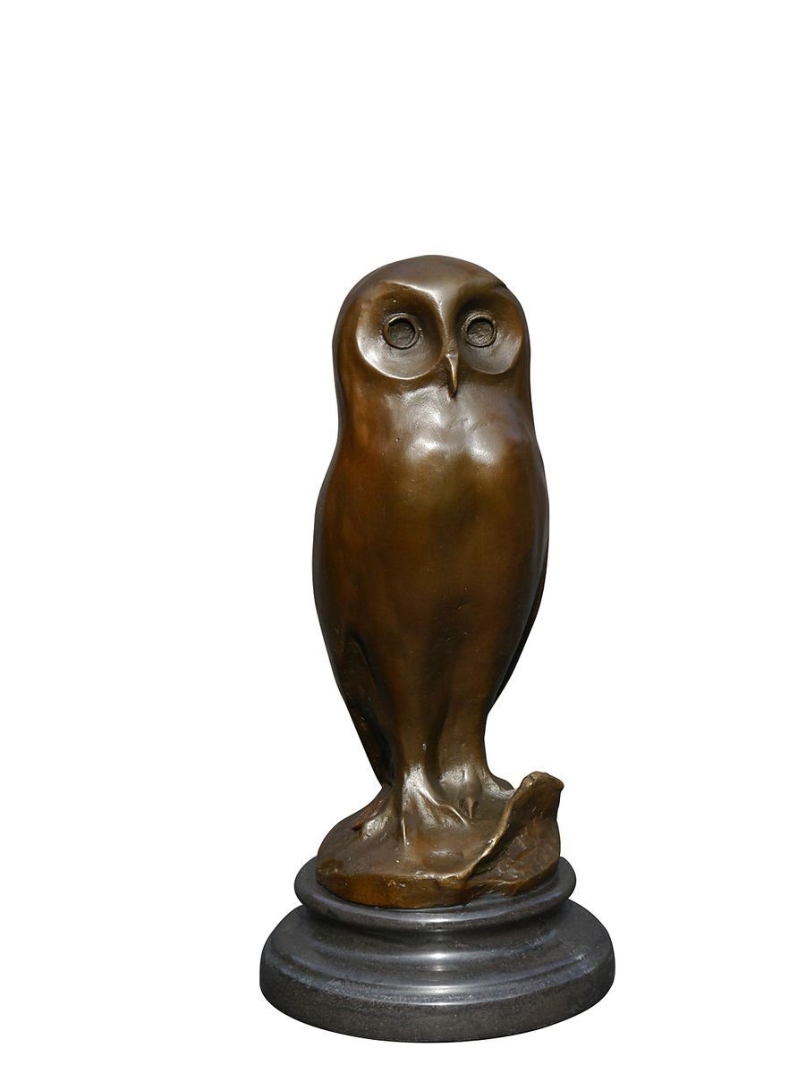 Tierfigur Bronze Figur Skulptur einer stehenden Eule Vogel
