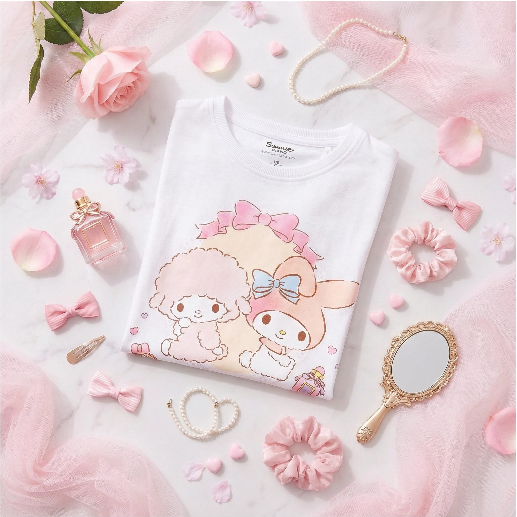 Hello Kitty Print-Shirt Hello Kitty my Melody Kinder Mädchen kurzarm T-Shirt Shirt 100% Baumwolle, Gr. 116 bis 158