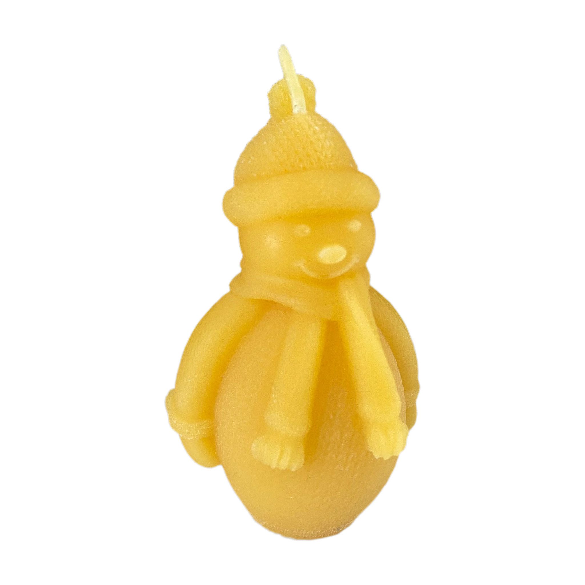 Aspinaworld Bienenwachskerze Schneemann Kerze mit Schal 10 cm – Weihnachtskerze aus Bienenwachs (1-tlg)