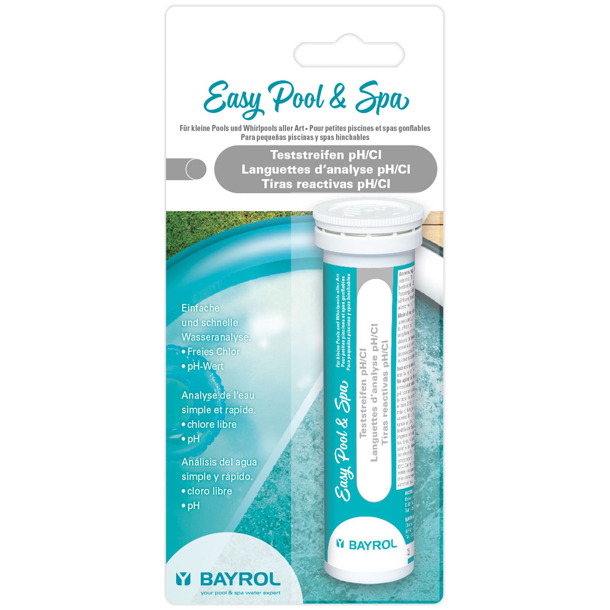 Bayrol Wasserteststreifen Easy Pool & Spa Teststreifen pH/Cl, 1-St., Teststreifen pH/CL ermöglichen eine schnelle Wasseranalyse.