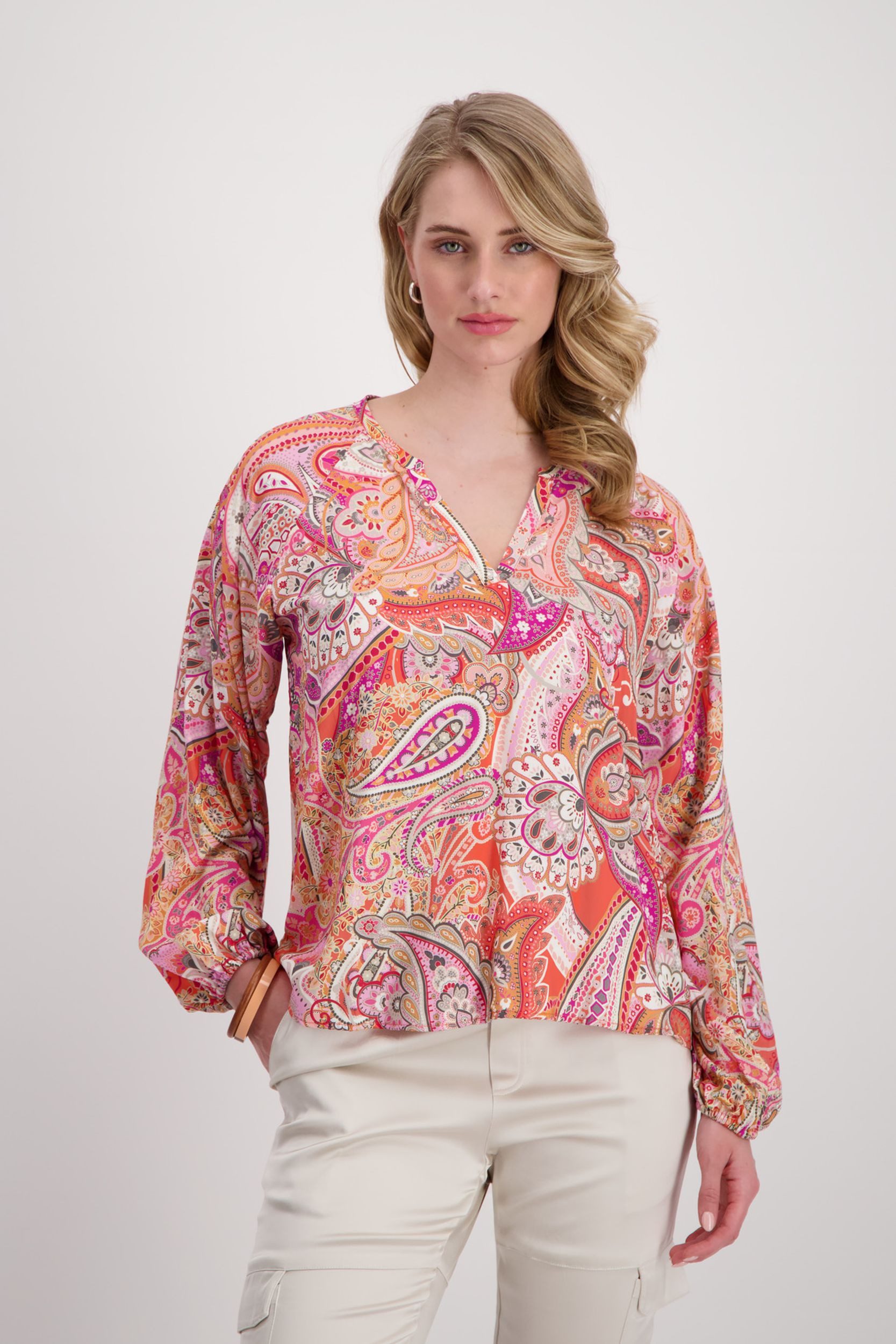 Steppjacke Bluse, apricot gemustert
