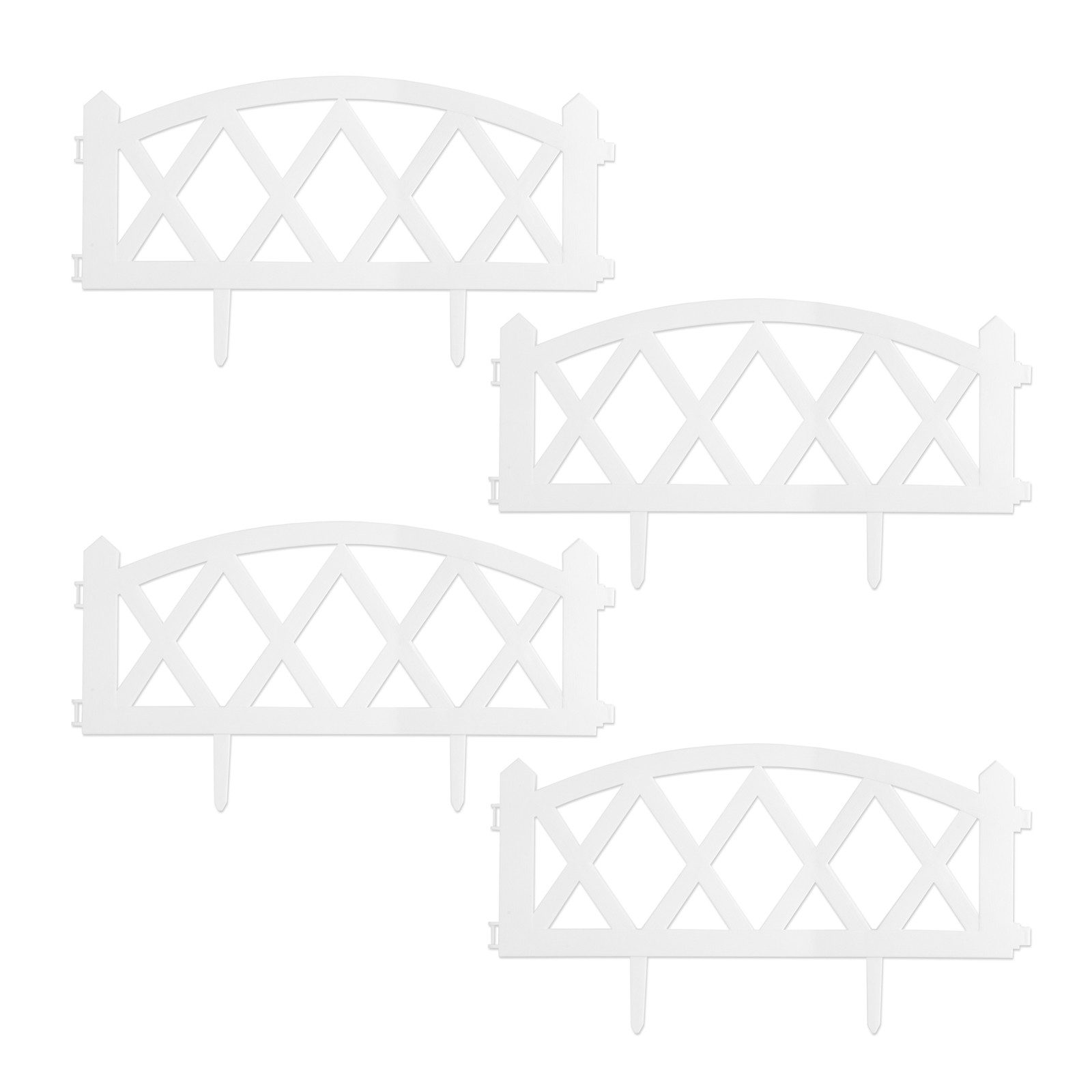 HTI-Living Beetbegrenzung Zierzaun Bogen oben 4-teilig Nessa, Set, 4 Zaunelemente, Beeteinfassung Beetbegrenzung