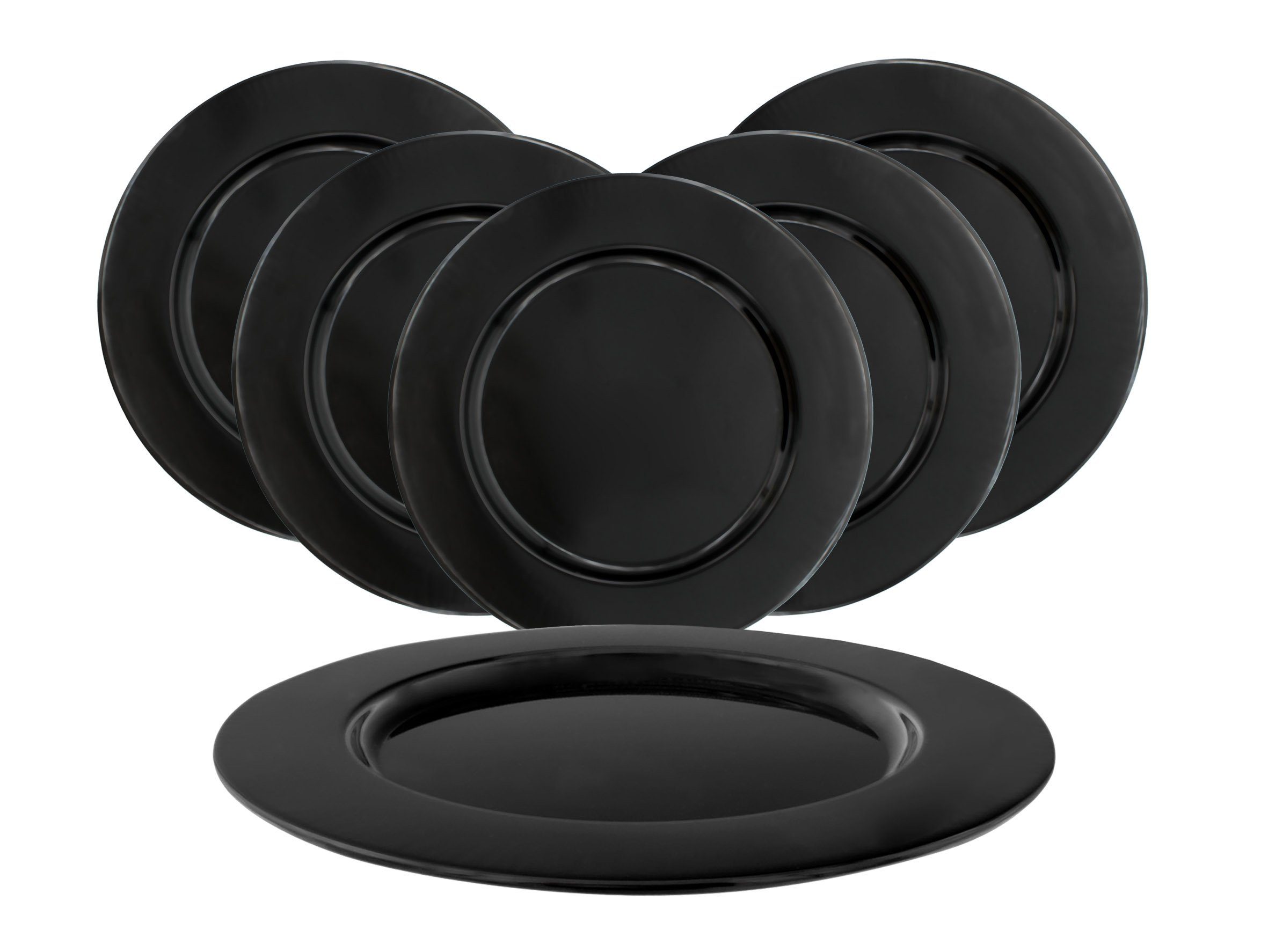 Dekoteller Aluminium Teller 33 cm schwarz - 6er Set