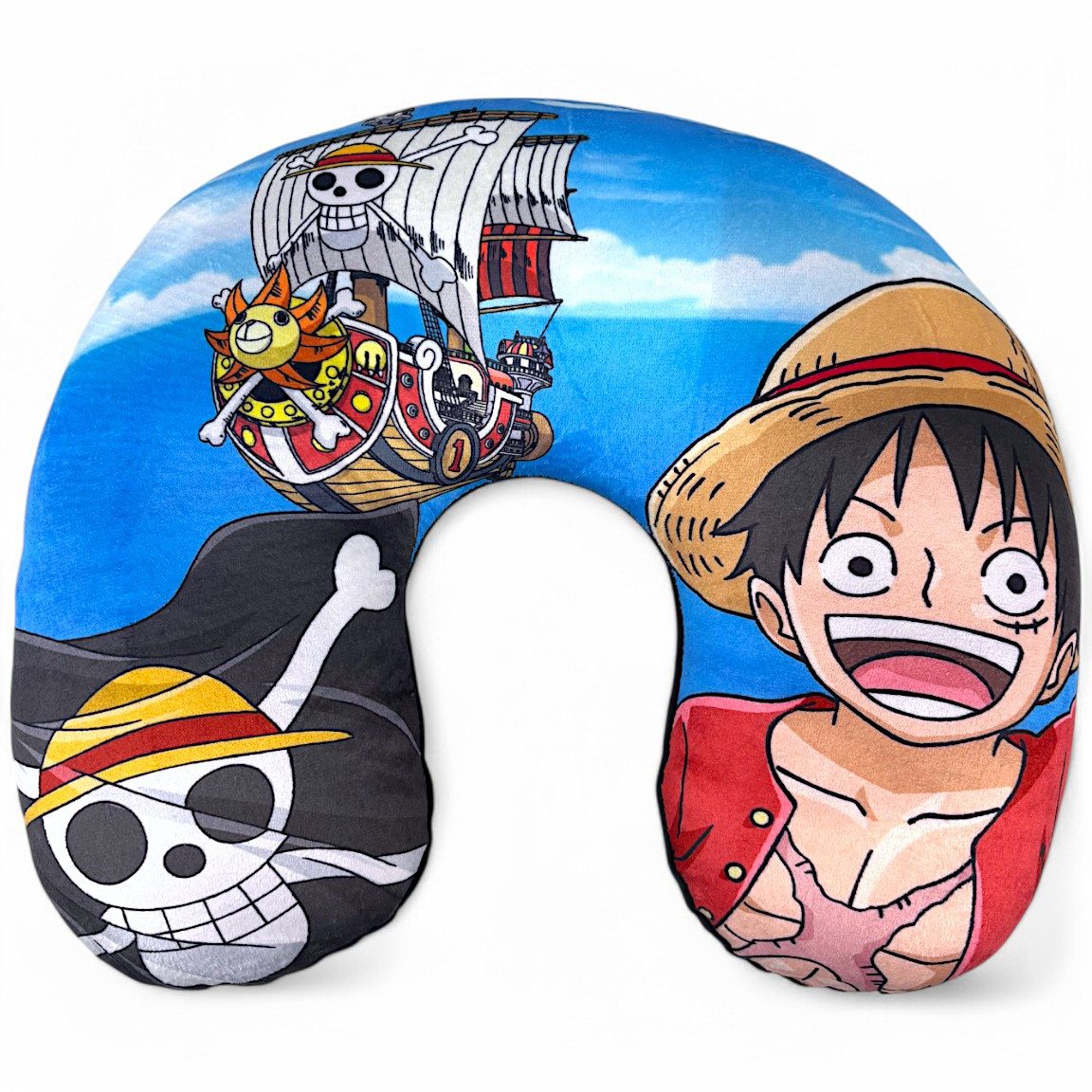 One Piece Anime Reisekissen Monkey D. Ruffy, Bequemes Nackenkissen für Kinder 37x30x10 cm