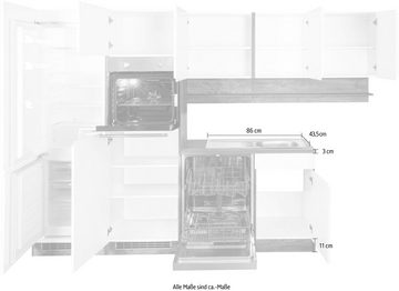 Kochstation Küche KS-Virginia, Stellbreite 290/190 cm cm, wahlweise mit Induktion