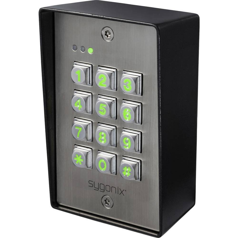 Sygonix Türschließer Codeschloss Oberflächenmontage 12 V DC/AC, 24 V DC/AC IP65 mit, mit beleuchteter Tastatur