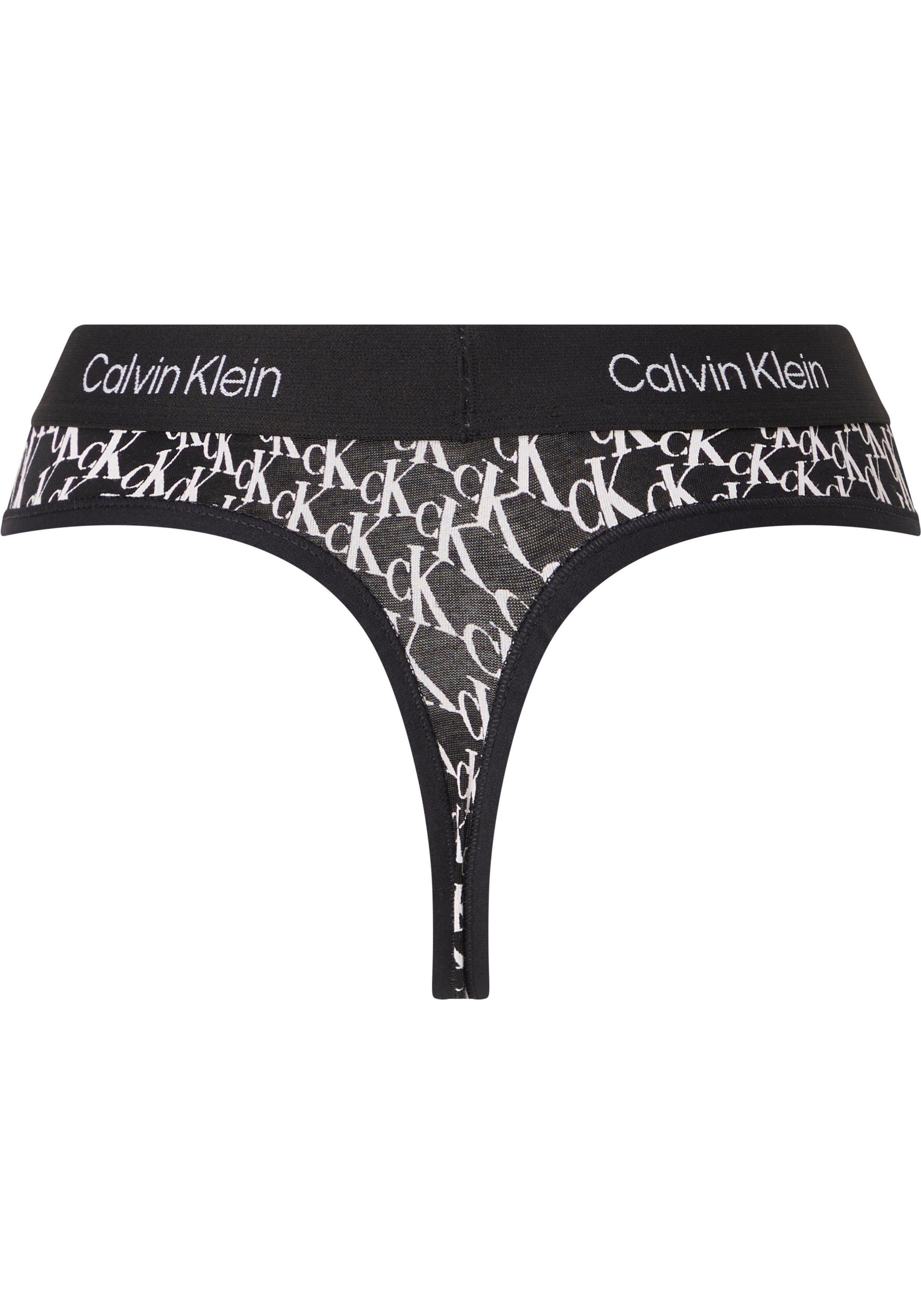 Klein T-String Alloverprint Underwear WARPED-LOGO/BLACK Calvin MODERN mit THONG