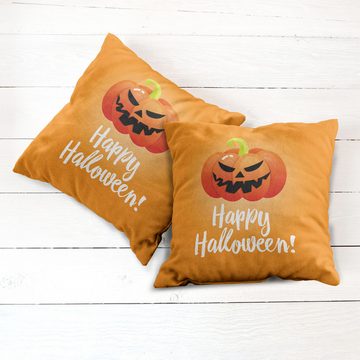 Kissenbezüge Modern Accent Doppelseitiger Digitaldruck, Abakuhaus (2 Stück), Halloween Spooky Lächeln Kürbis