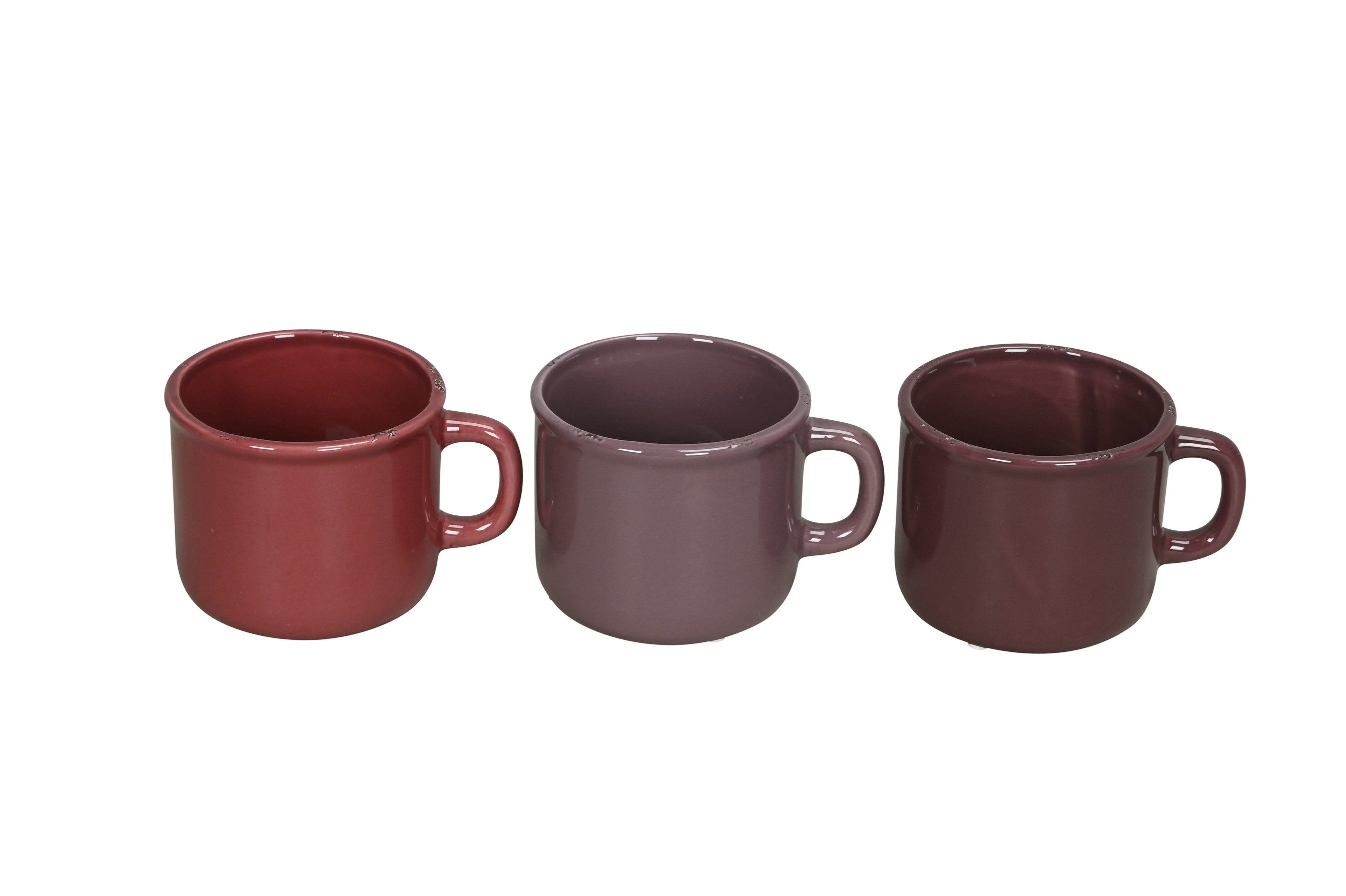 finehomegarden Übertopf Pflanztasse Dolomit 3Fb. sort. bunt Tasse Pflanztopf Herbstdeko (Set, 3 St., 3tlg), Keramik Ø14x11cm H9cm Herbst