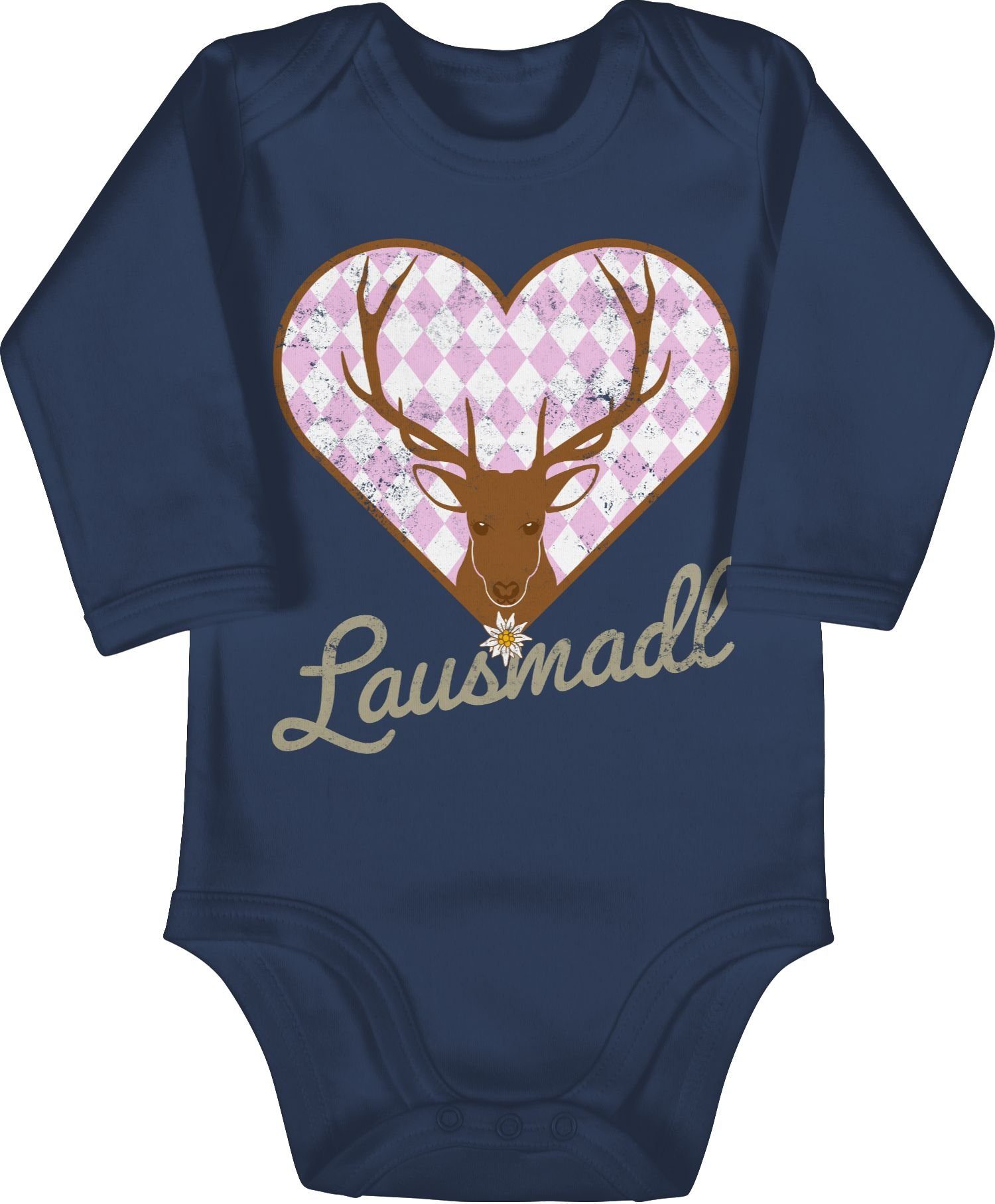 Shirtracer Shirtbody Lausmadl Hirsch Mode für Oktoberfest Baby Outfit 3 Navy Blau