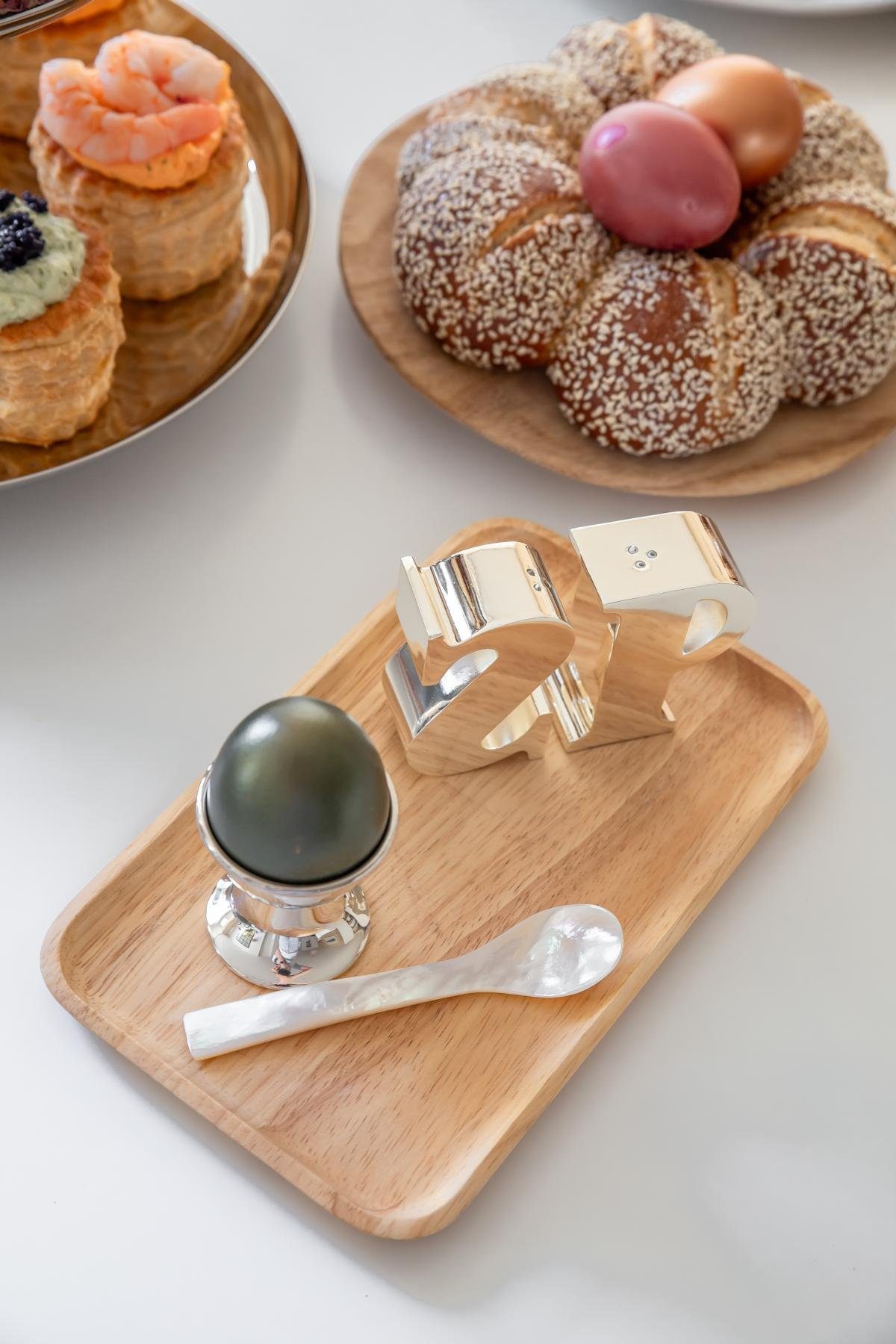 EDZARD Servierlöffel Perlmuttlöffel 4er-Set, Meer-Perlmutt, Naturprodukt, Handarbeit, geschmacksneutral, L 11 cm