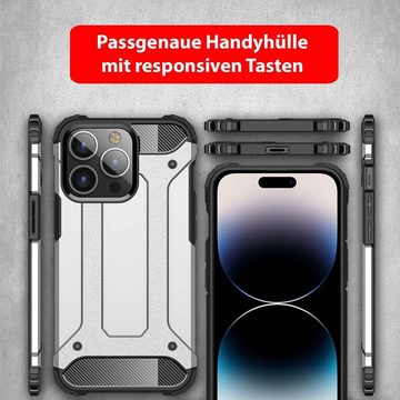 FITSU Handyhülle Outdoor Hülle für iPhone 14 Pro Max Schwarz, Robuste Handyhülle Outdoor Case stabile Schutzhülle mit Eckenschutz